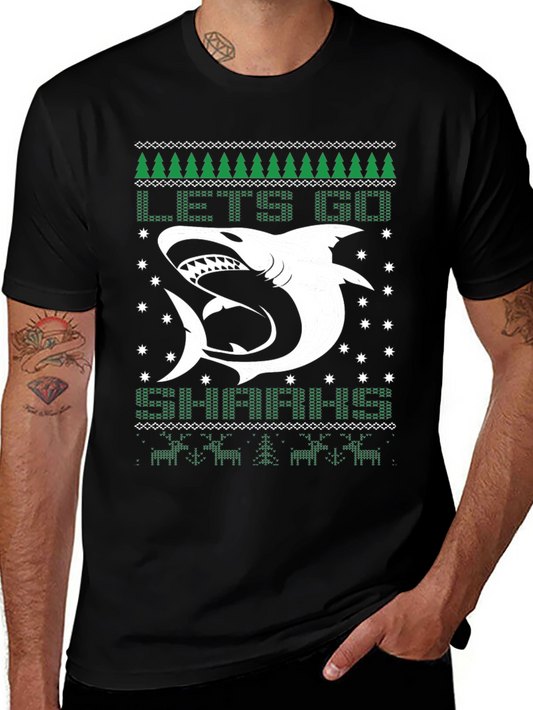 Lets Go Sharkin Ugly Christmas T-Shirt