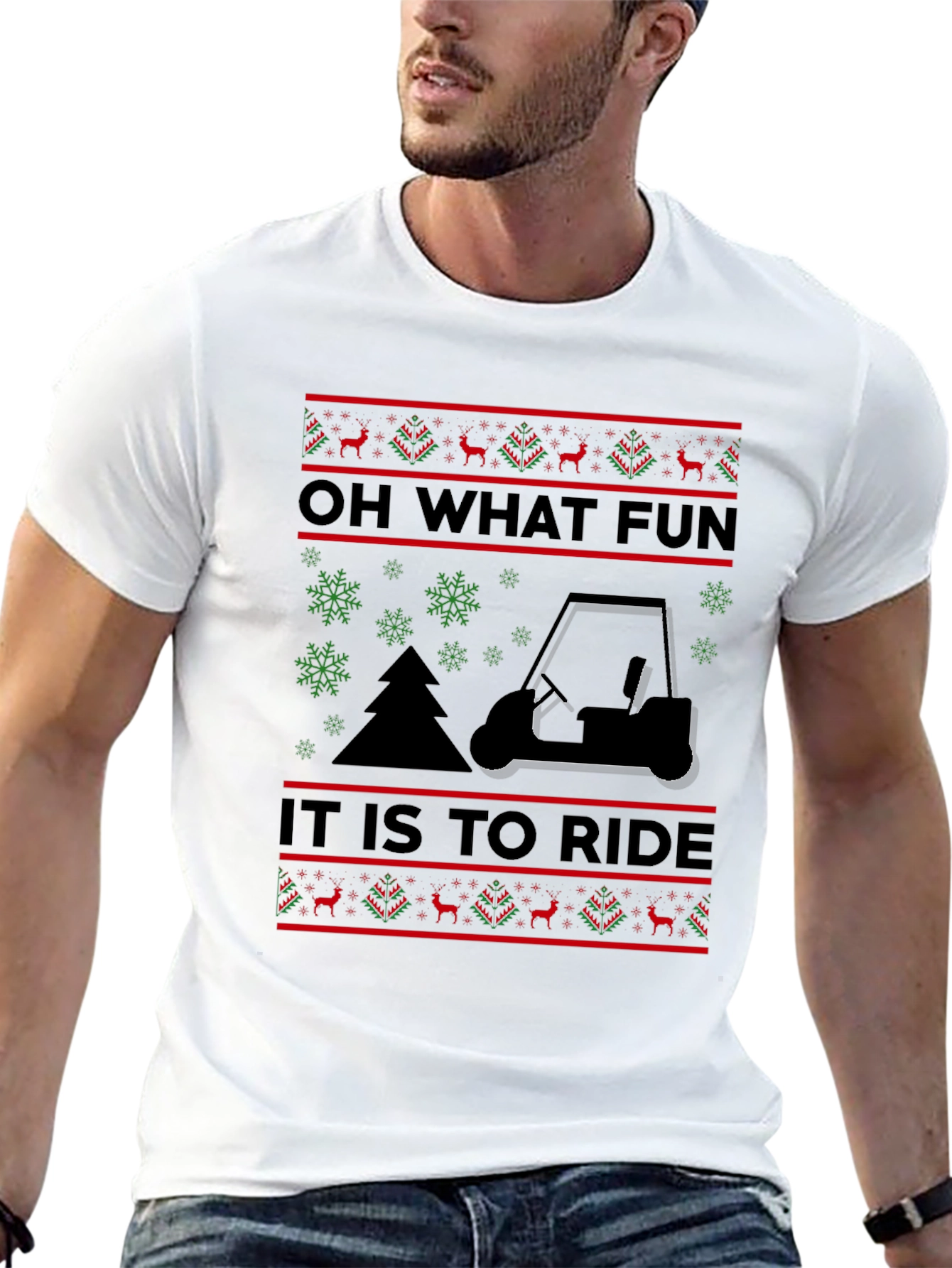 Festive Golf Cart T-Shirt: Oh What Fun to Ride!