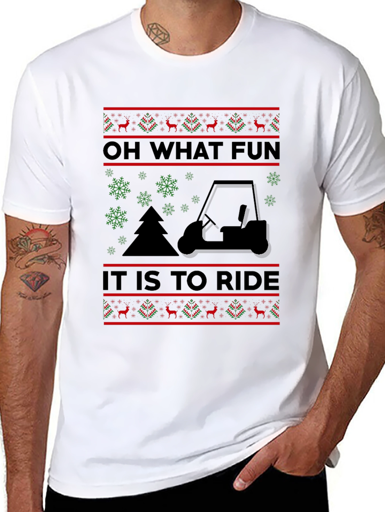 Festive Golf Cart T-Shirt: Oh What Fun to Ride!