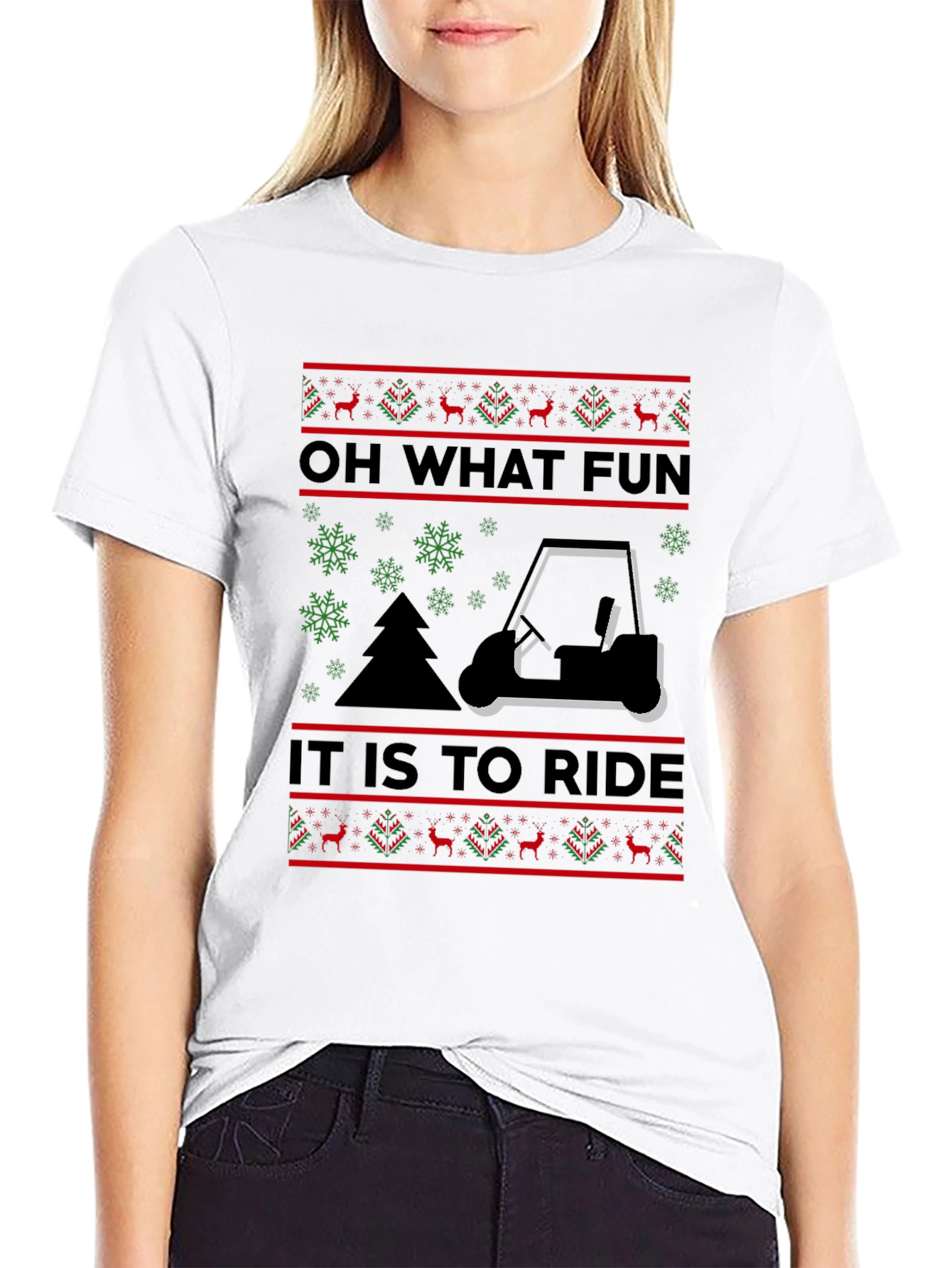 Festive Golf Cart T-Shirt: Oh What Fun to Ride!