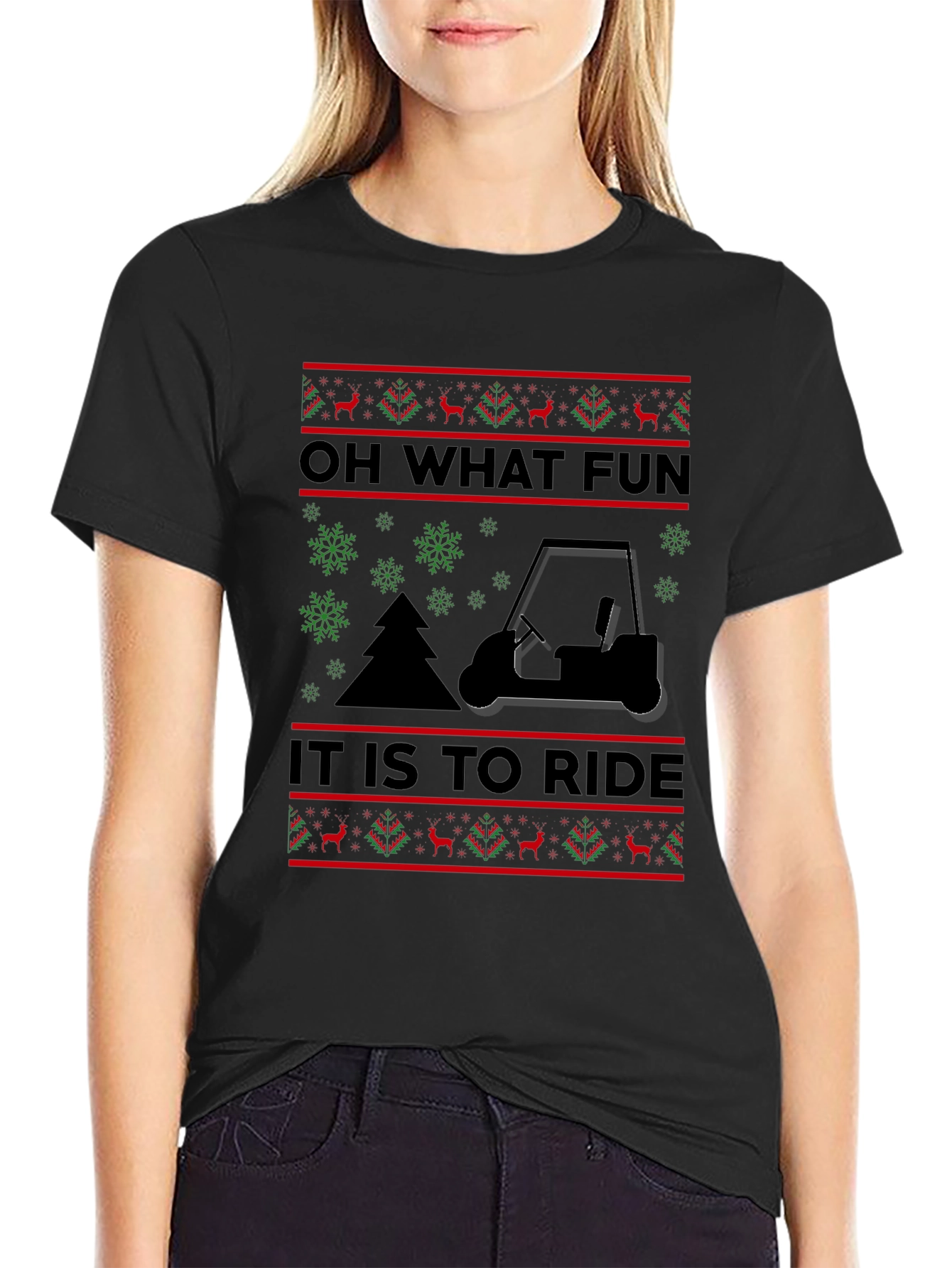 Festive Golf Cart T-Shirt: Oh What Fun to Ride!