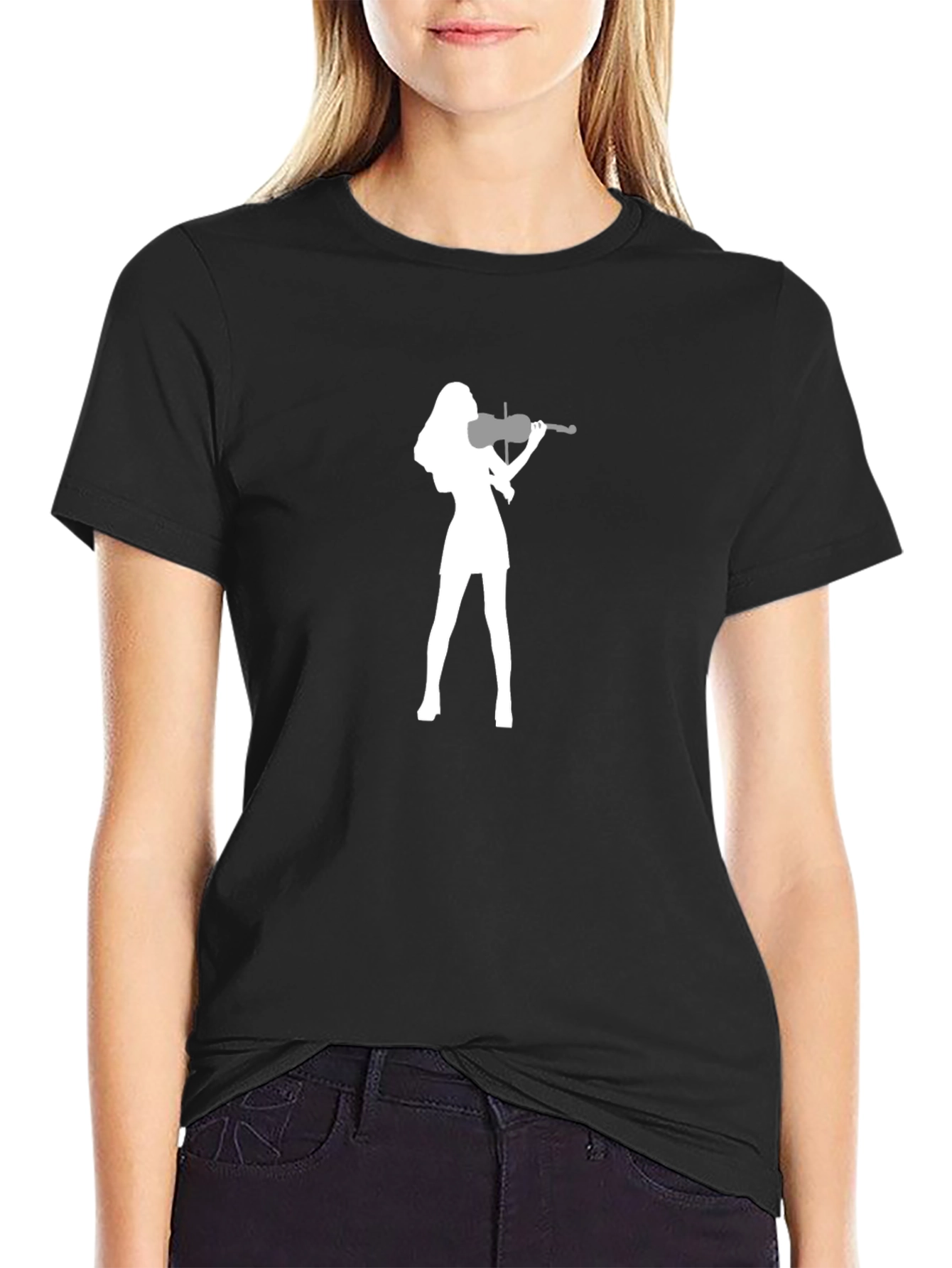 Violin Player Graphic Black T-Shirt