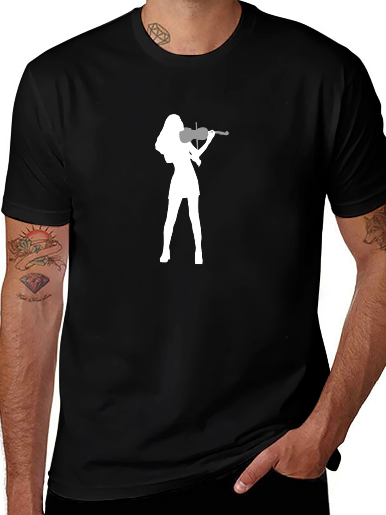 Violin Player Graphic Black T-Shirt