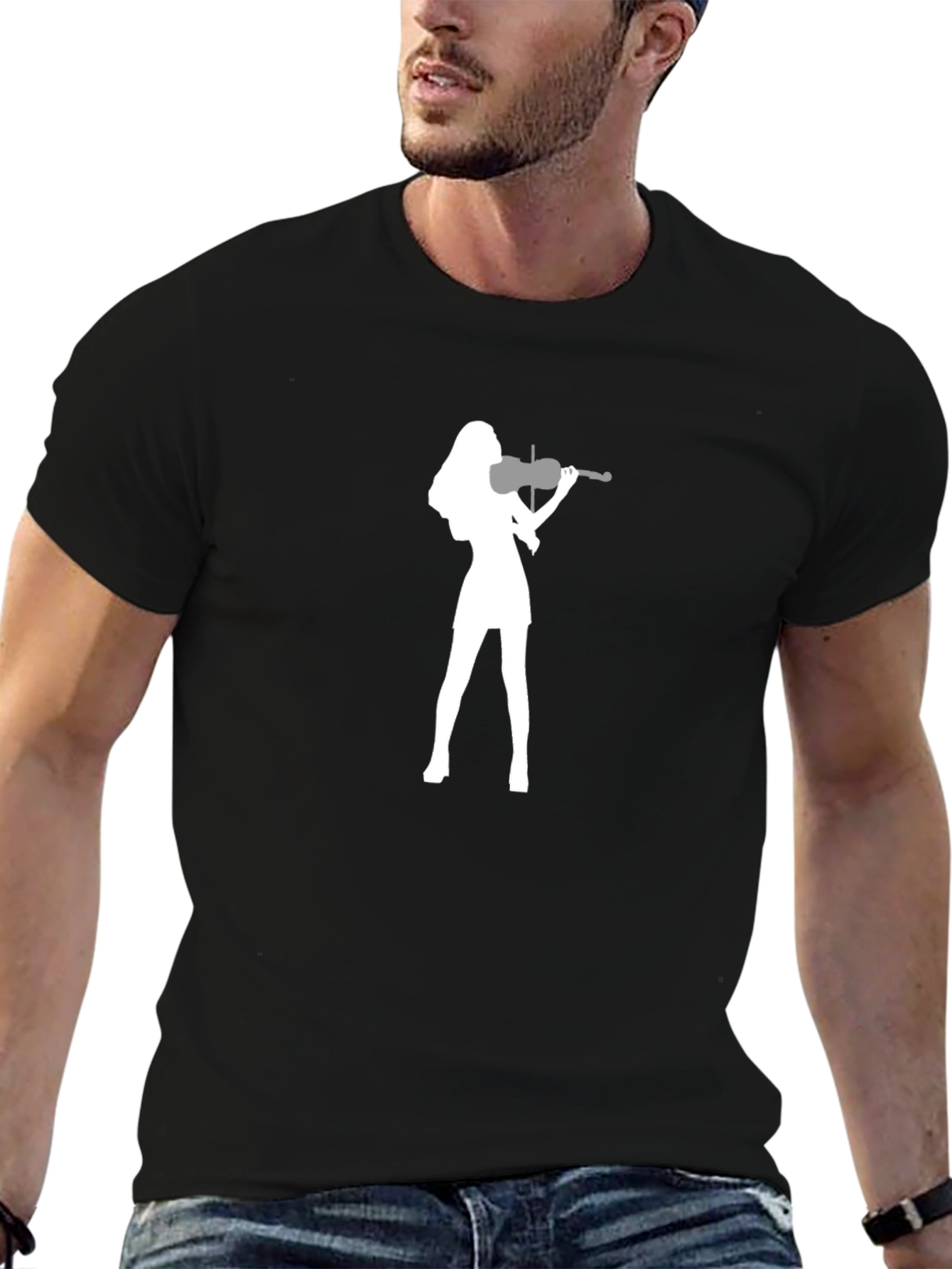 Violin Player Graphic Black T-Shirt