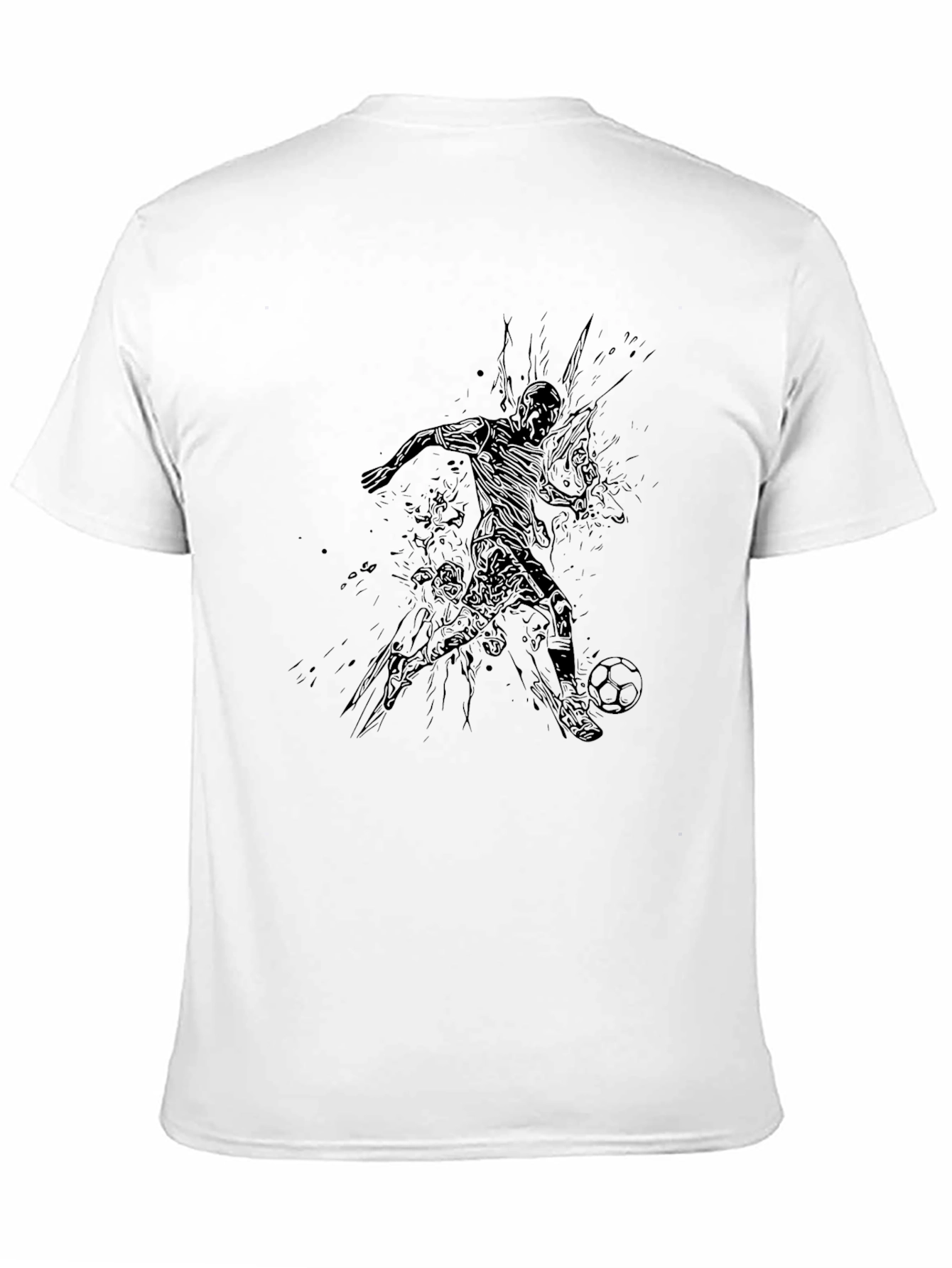 Soccer Player Graphic Tee - Black Cotton Blend
