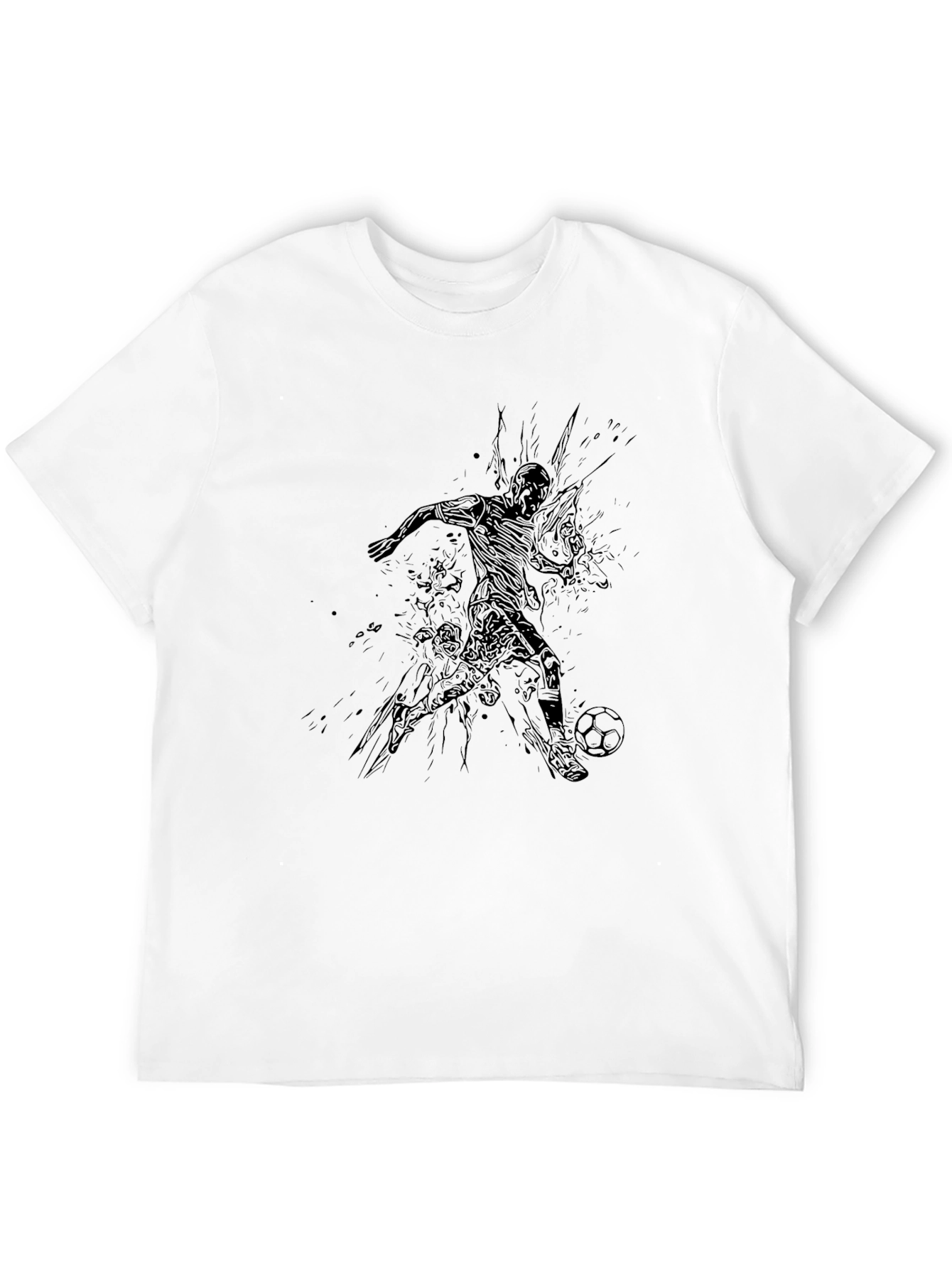 Soccer Player Graphic Tee - Black Cotton Blend
