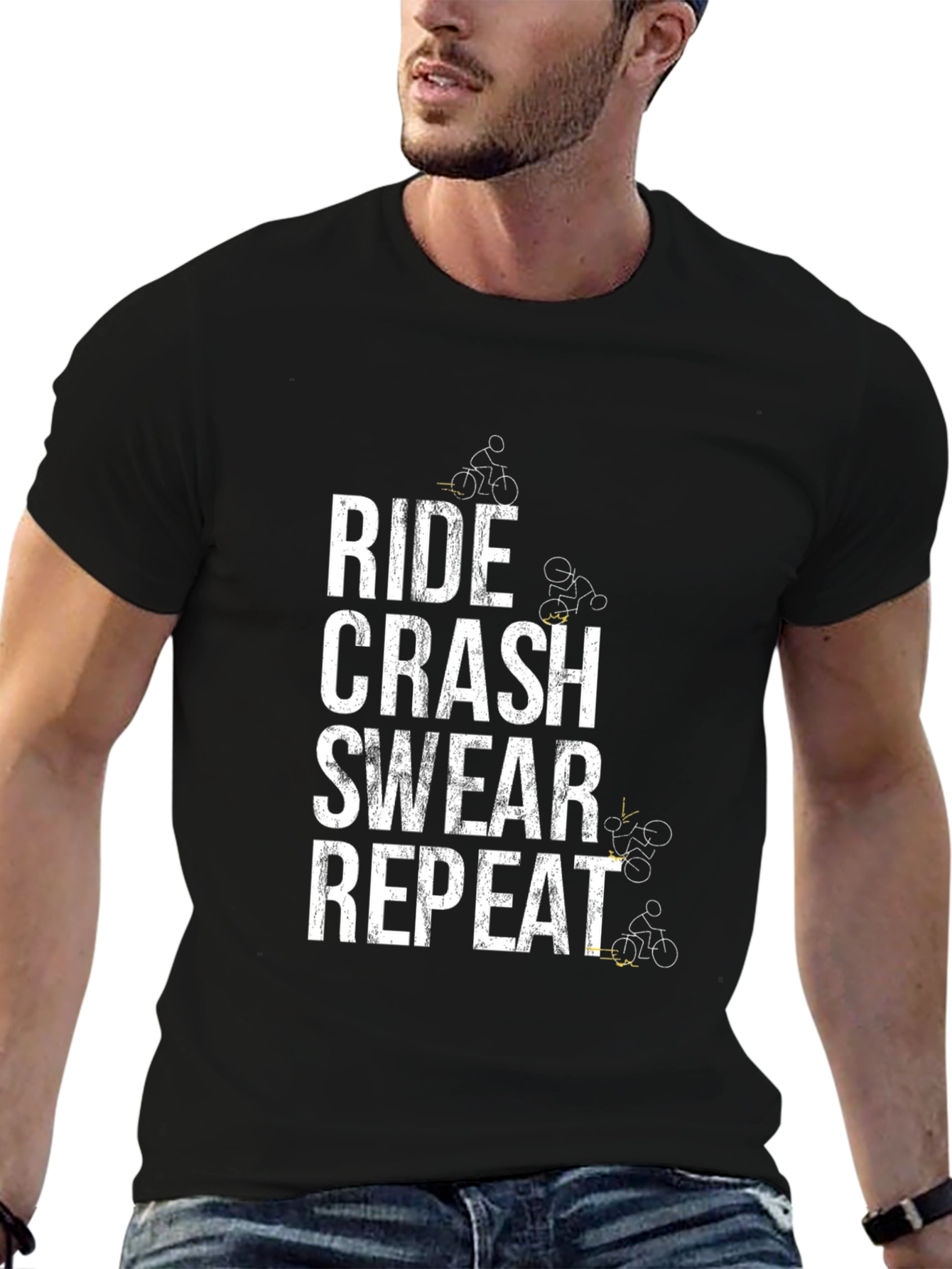 Ride Crash Swear Repeat Black T-Shirt