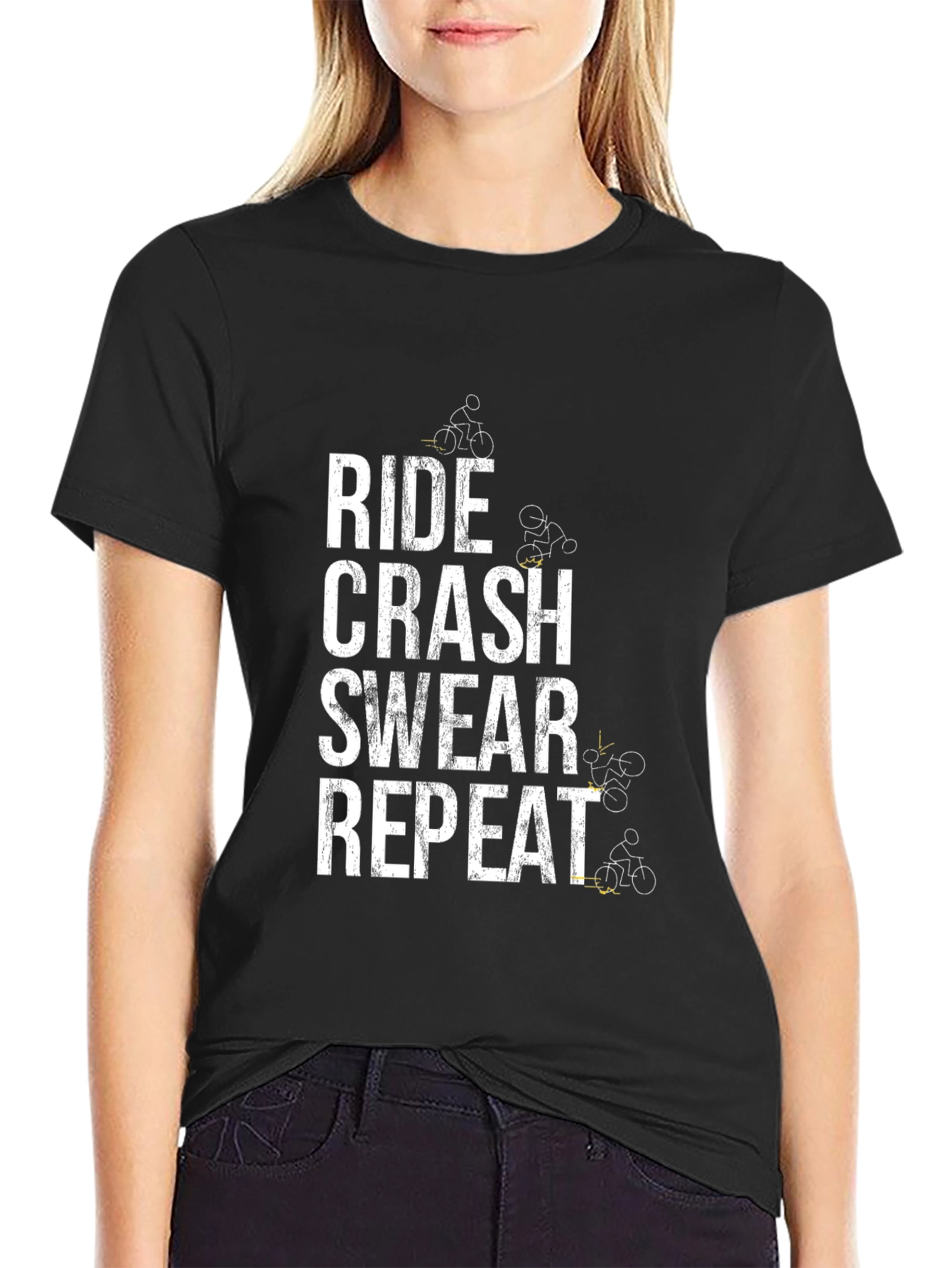 Ride Crash Swear Repeat Black T-Shirt