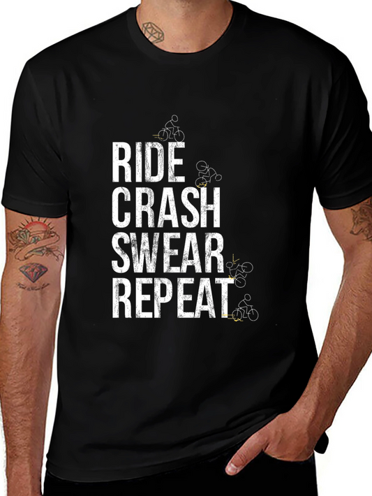 Ride Crash Swear Repeat Black T-Shirt
