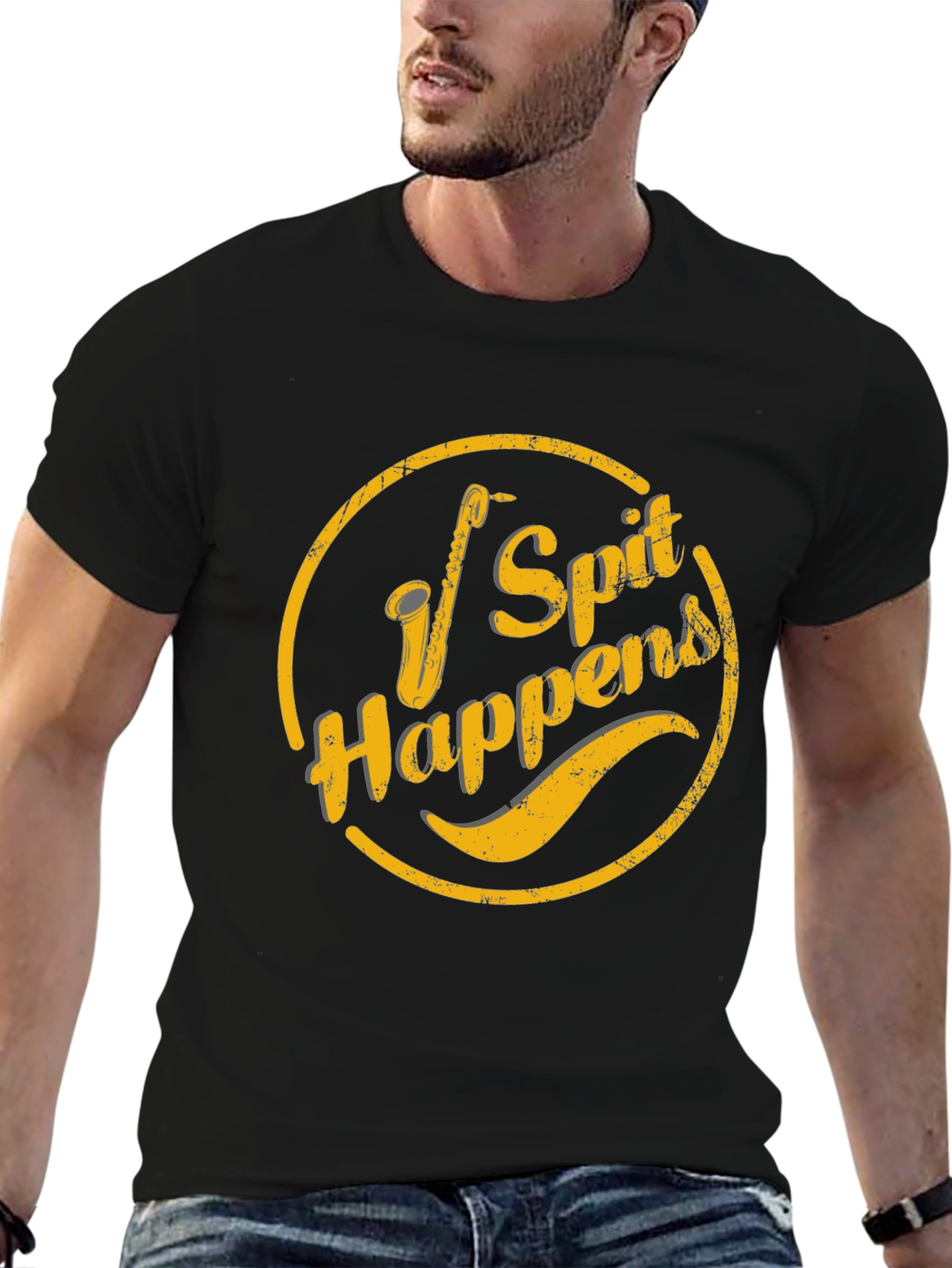 Spit Happens Graphic Tee - Black Cotton Casual Shirt