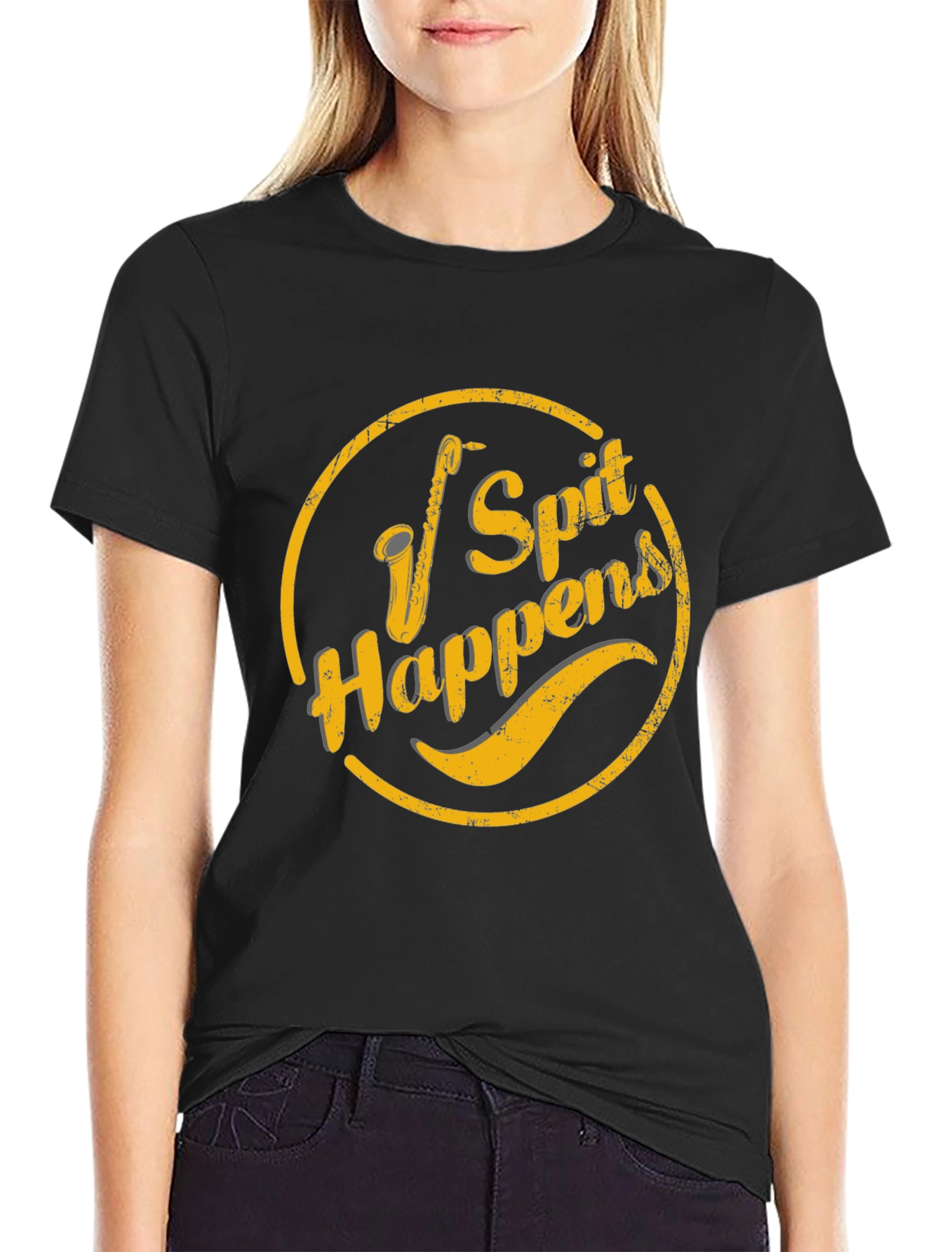 Spit Happens Graphic Tee - Black Cotton Casual Shirt