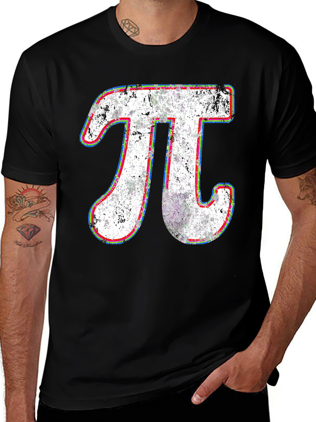 Distressed Pi Symbol Graphic T-Shirt