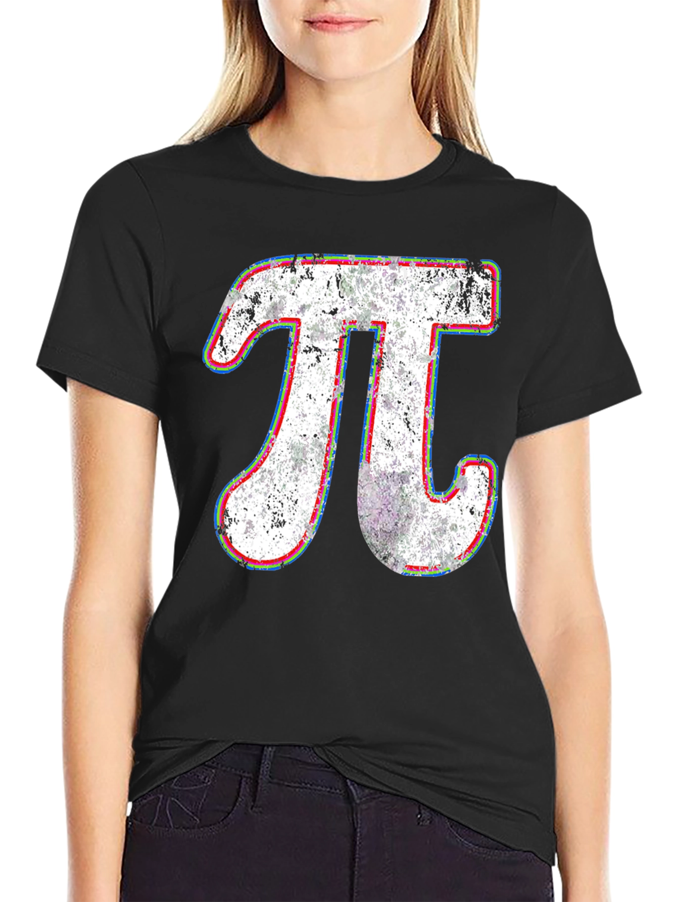 Distressed Pi Symbol Graphic T-Shirt