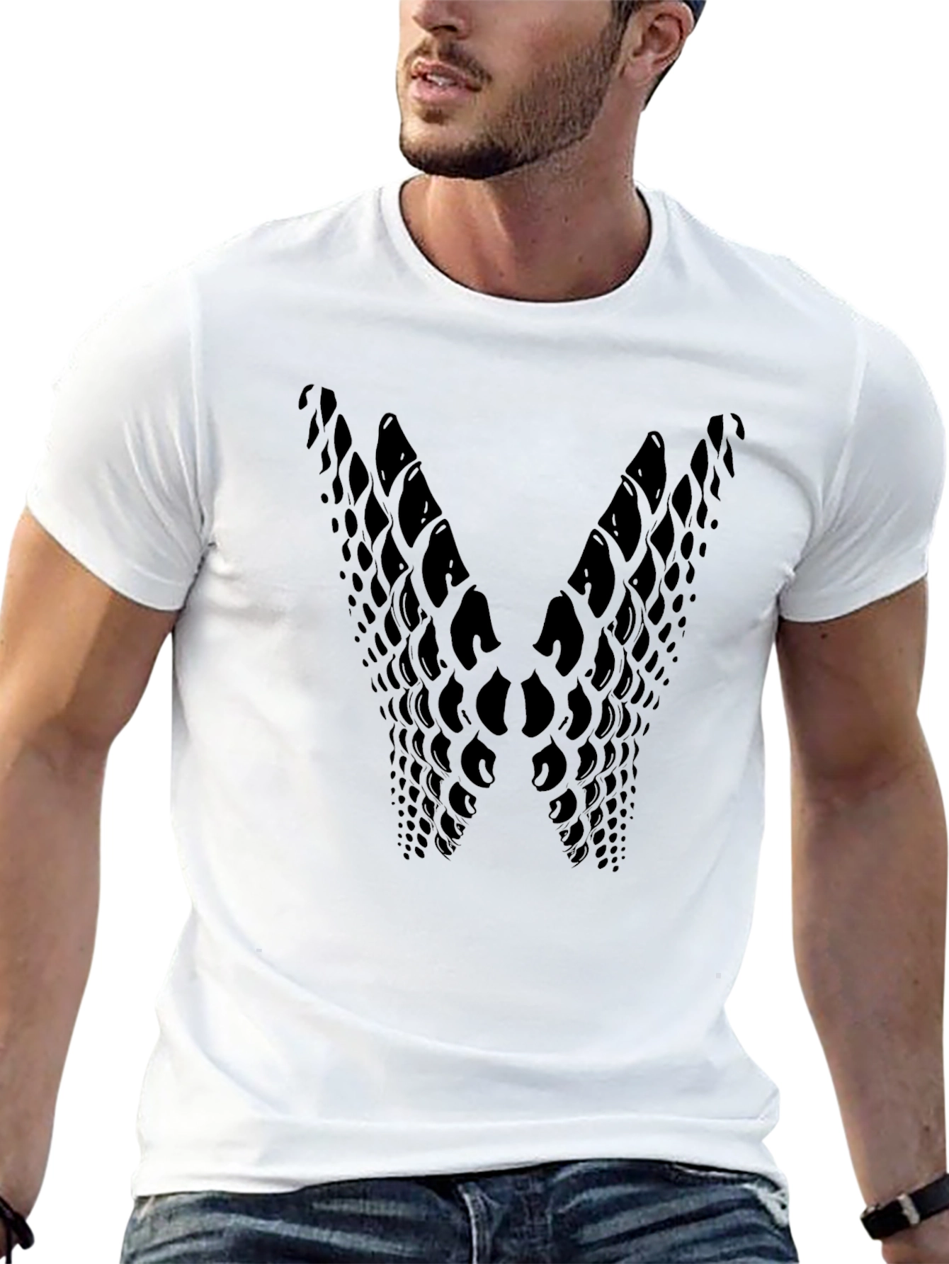 Abstract Scales Graphic Black T-Shirt