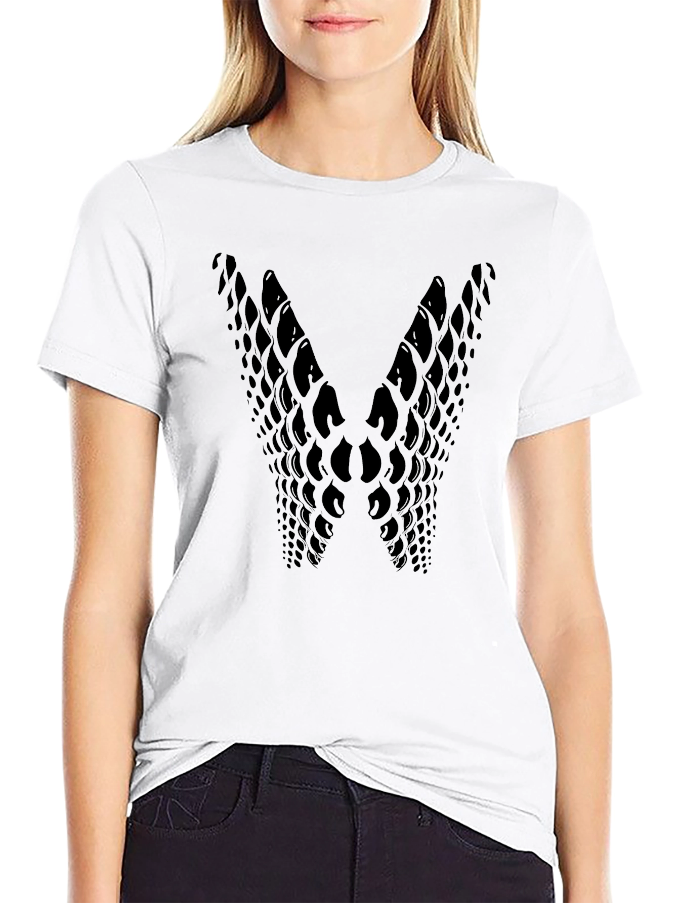 Abstract Scales Graphic Black T-Shirt