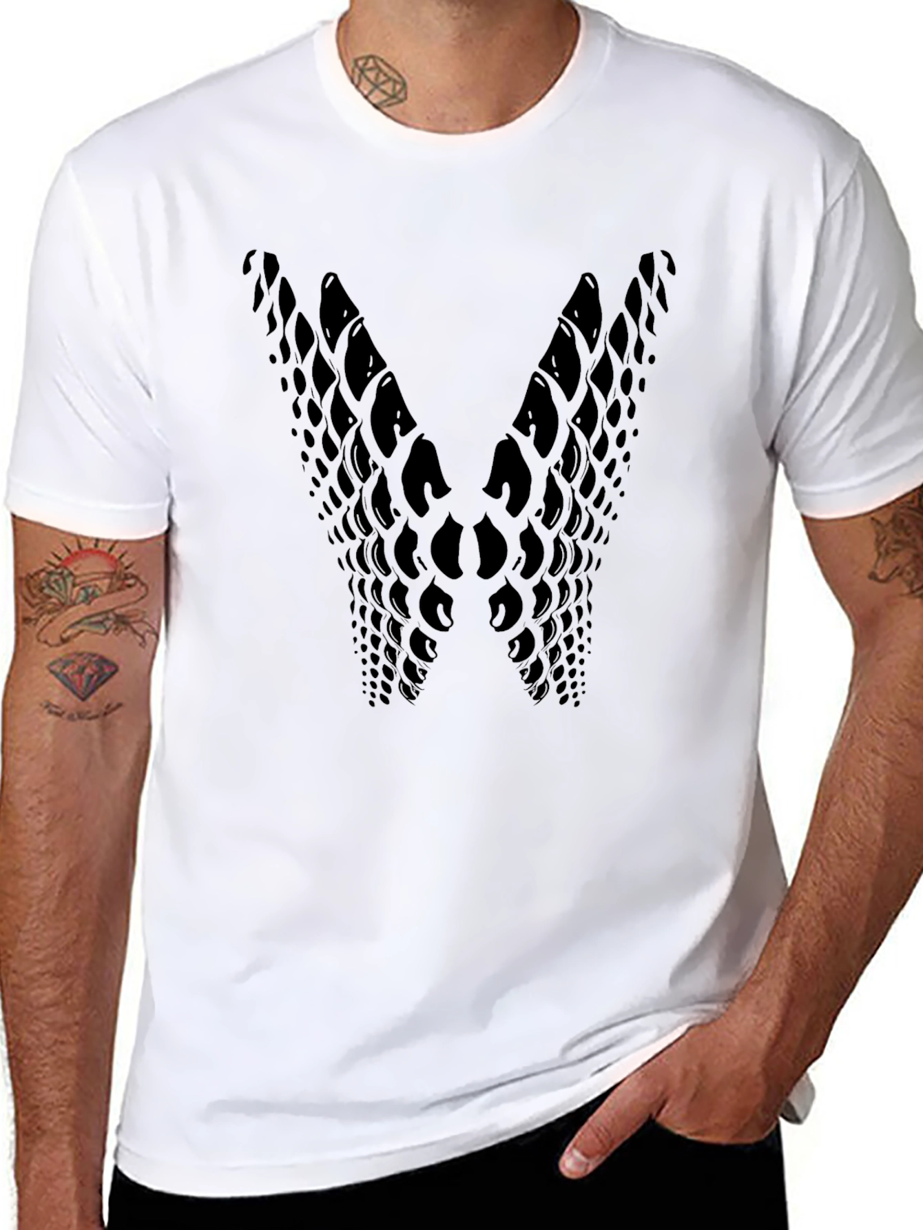 Abstract Scales Graphic Black T-Shirt