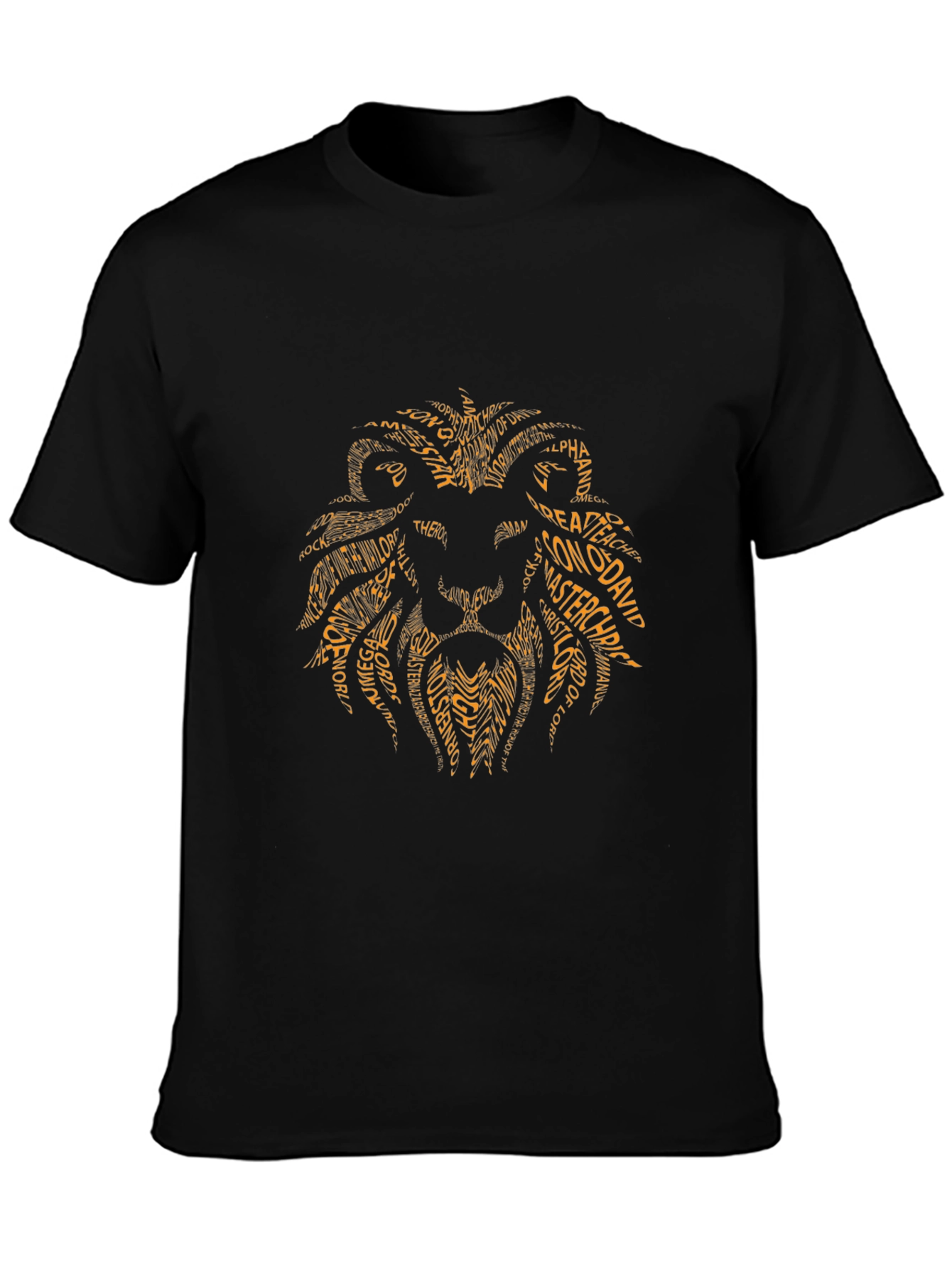 Lion Word Art Graphic T-Shirt - Black