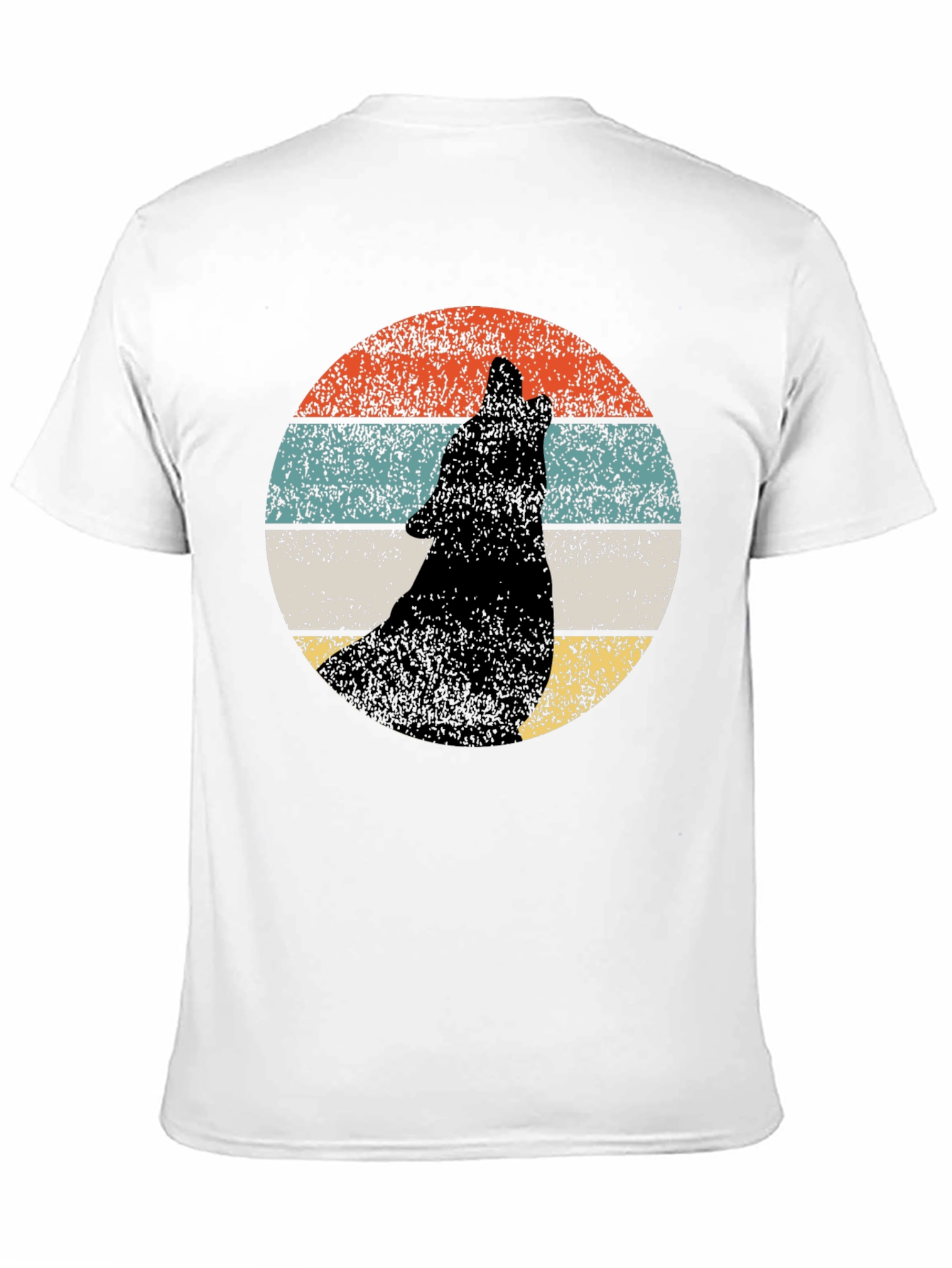 Retro Wolf Howling T-Shirt - Black