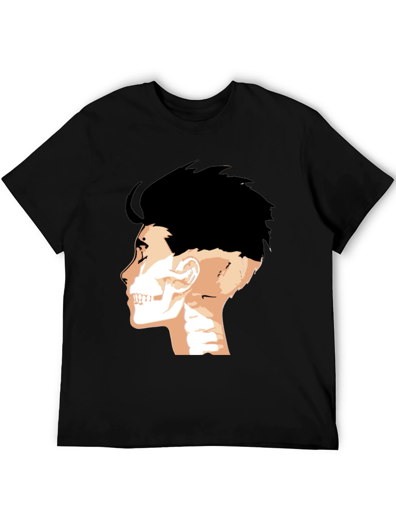 Mens Black T-Shirt with Anatomical Head Print