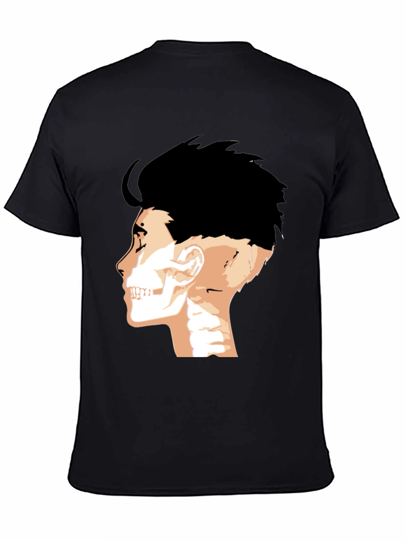Mens Black T-Shirt with Anatomical Head Print