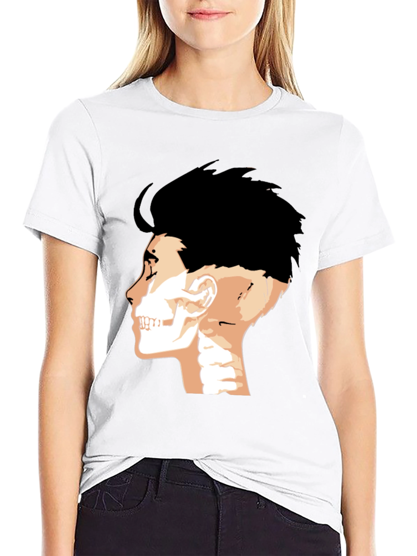 Mens Black T-Shirt with Anatomical Head Print