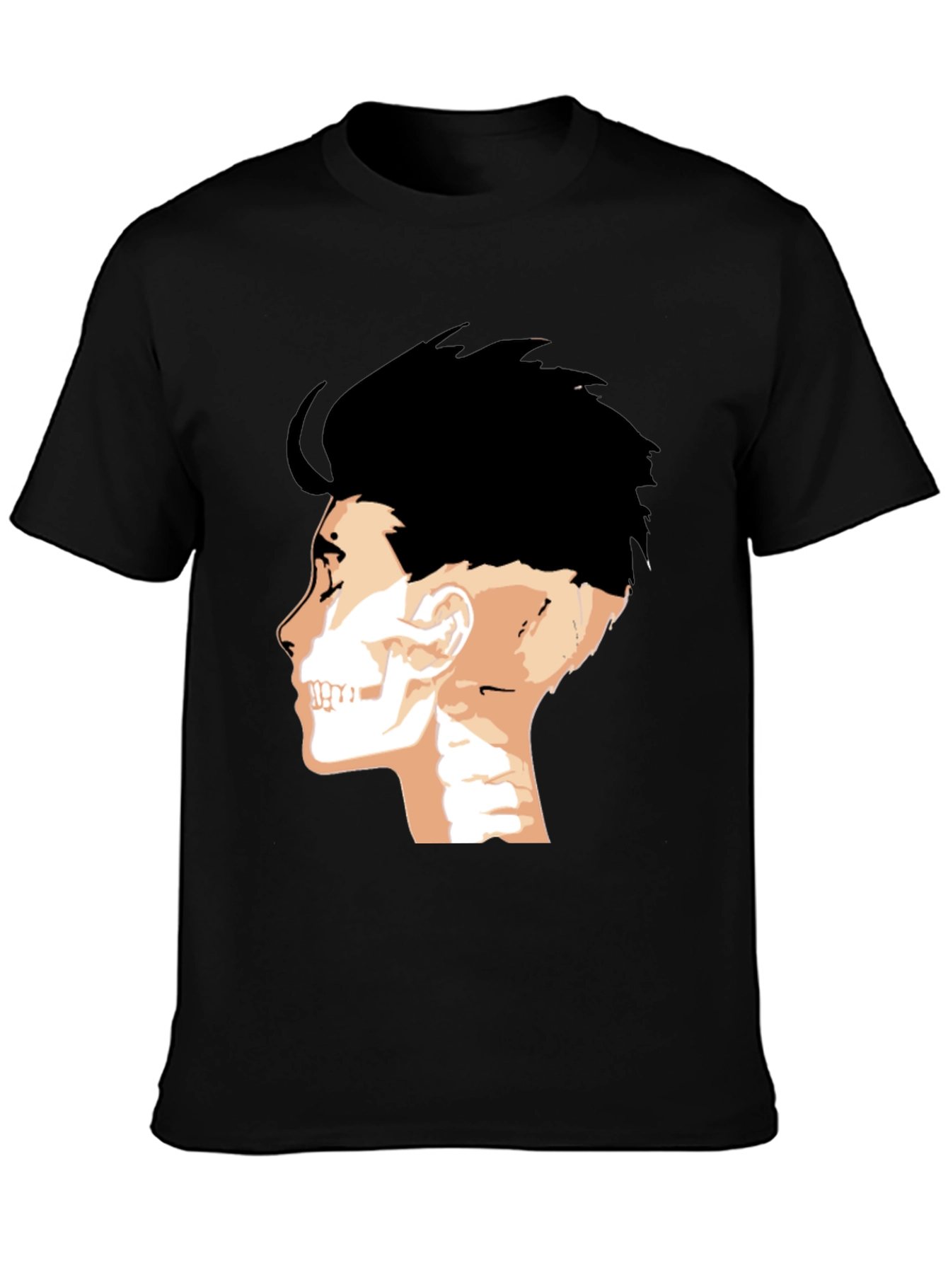 Mens Black T-Shirt with Anatomical Head Print
