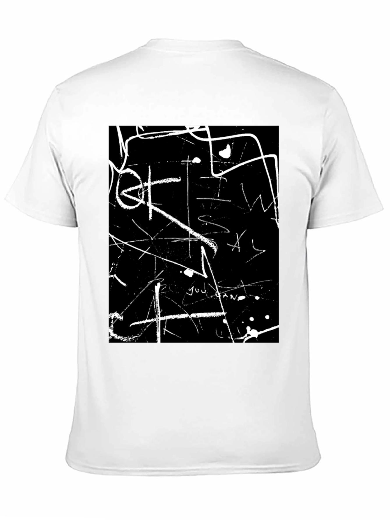 Abstract White Line Art Black T-Shirt