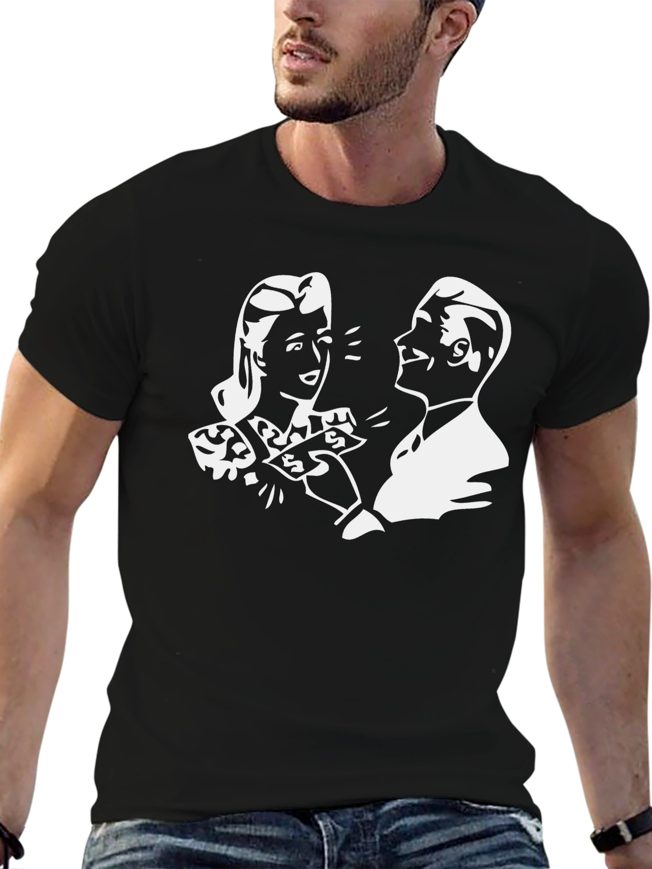 Retro Cartoon Graphic Black T-Shirt
