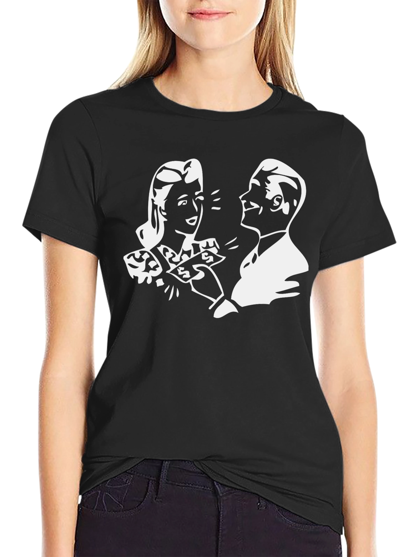 Retro Cartoon Graphic Black T-Shirt