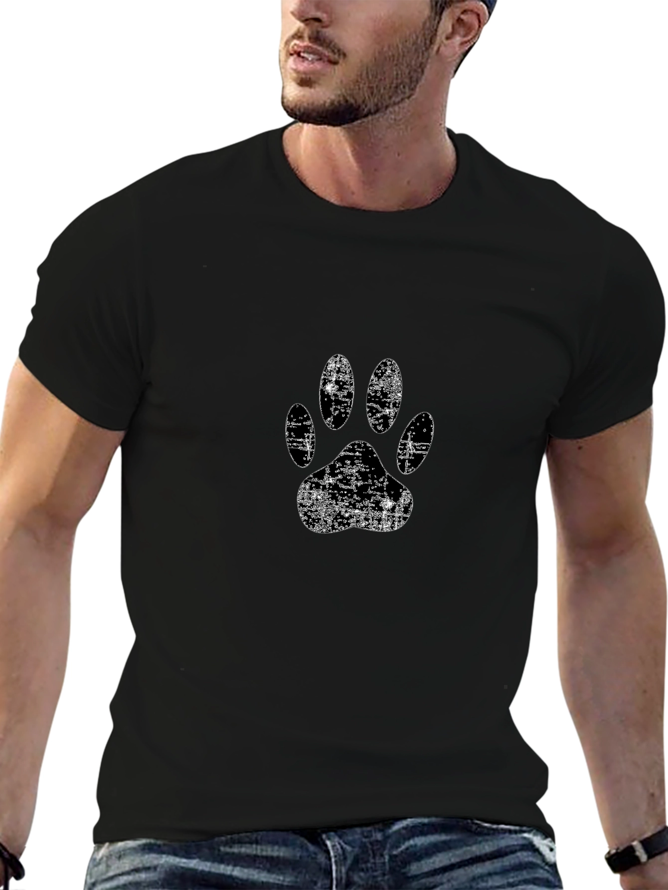 Distressed Paw Print Graphic Tee