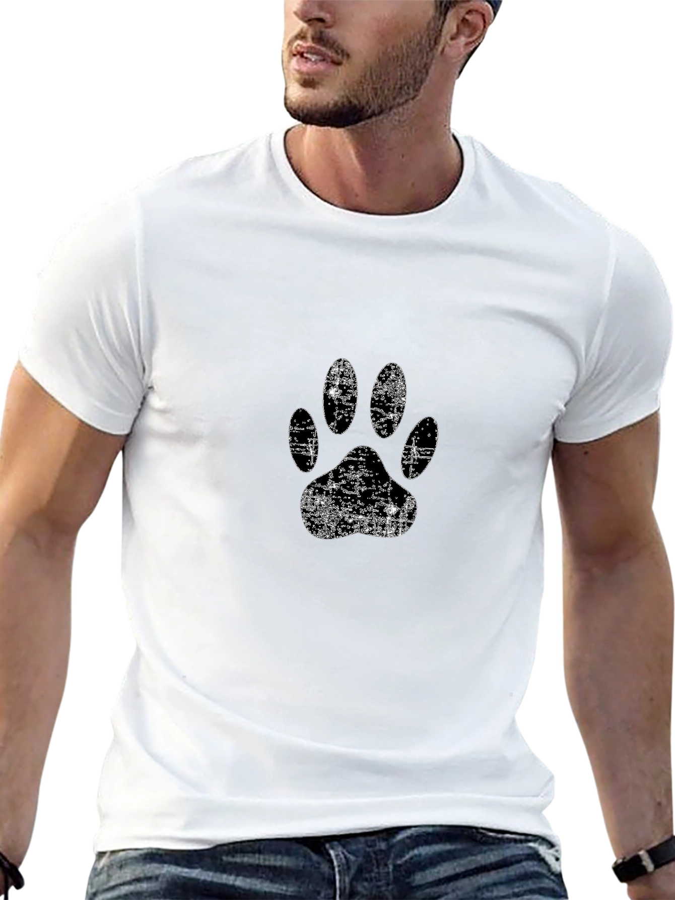 Distressed Paw Print Graphic Tee
