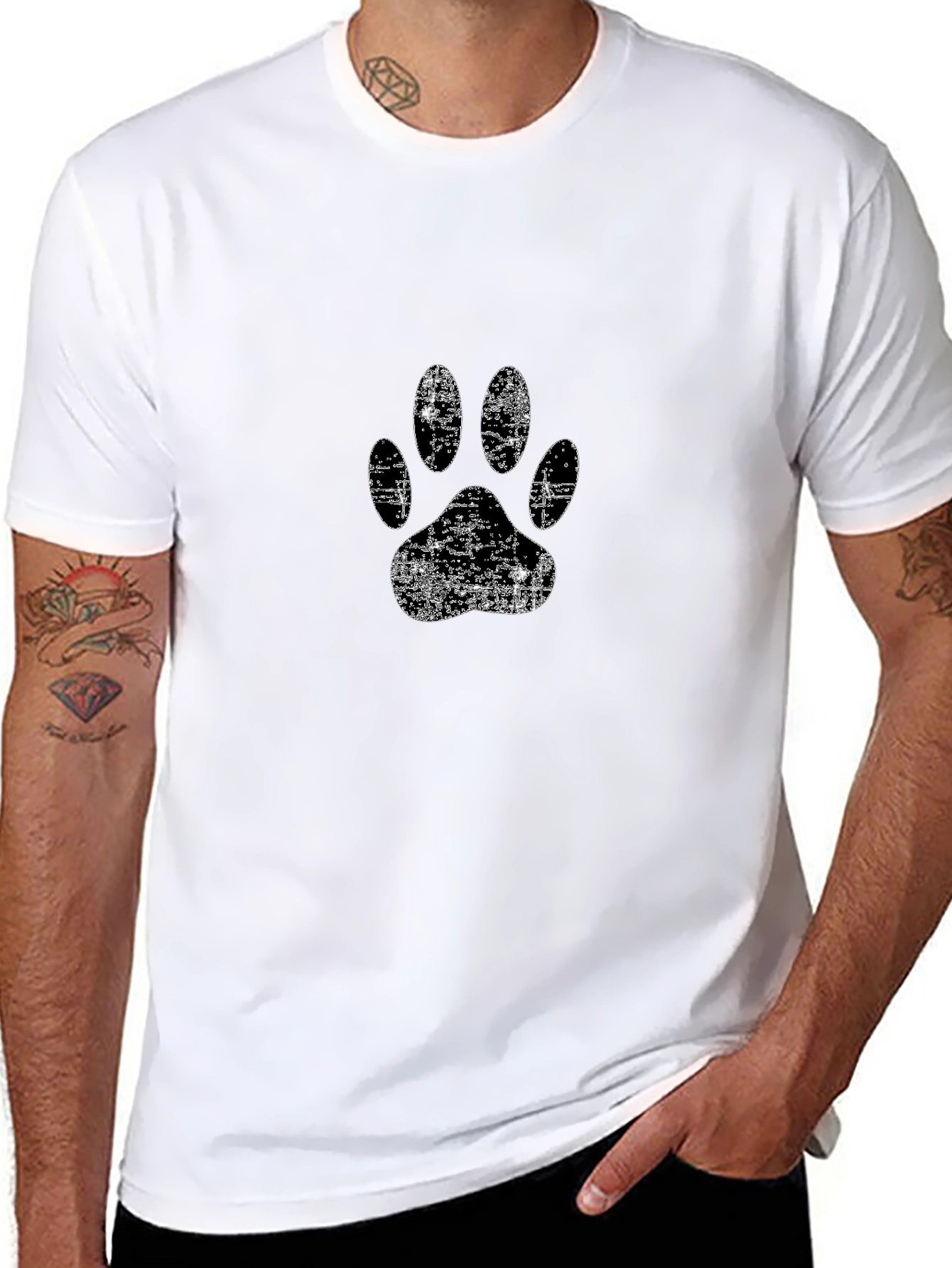 Distressed Paw Print Graphic Tee