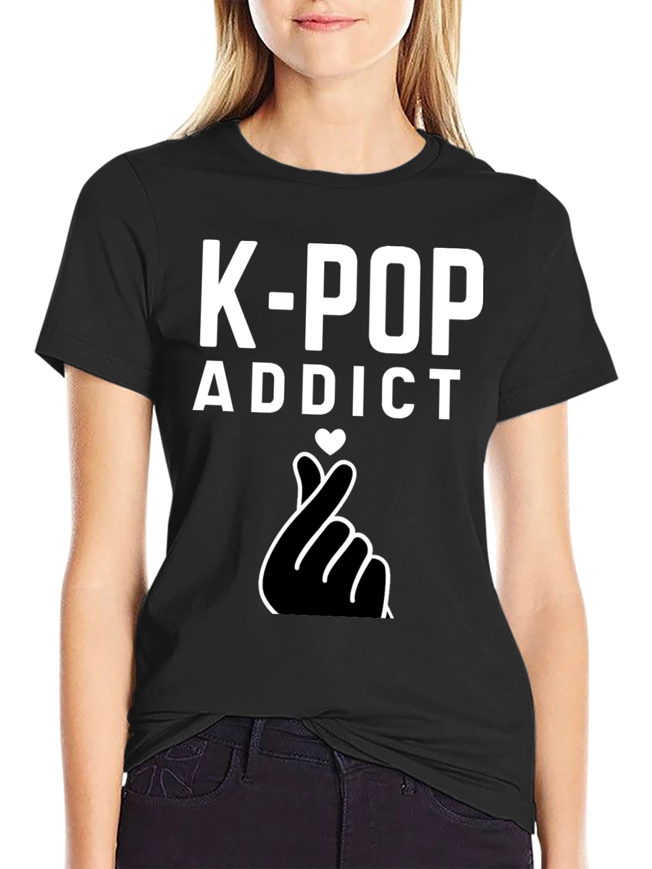 K-Pop Addict Graphic Tee - Black