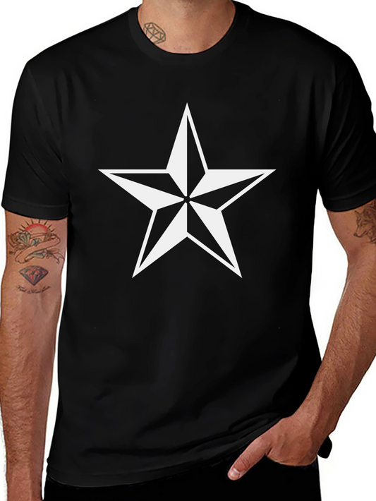 Black T-Shirt with White Star Design