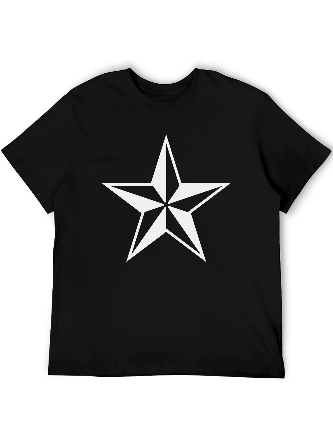 Black T-Shirt with White Star Design