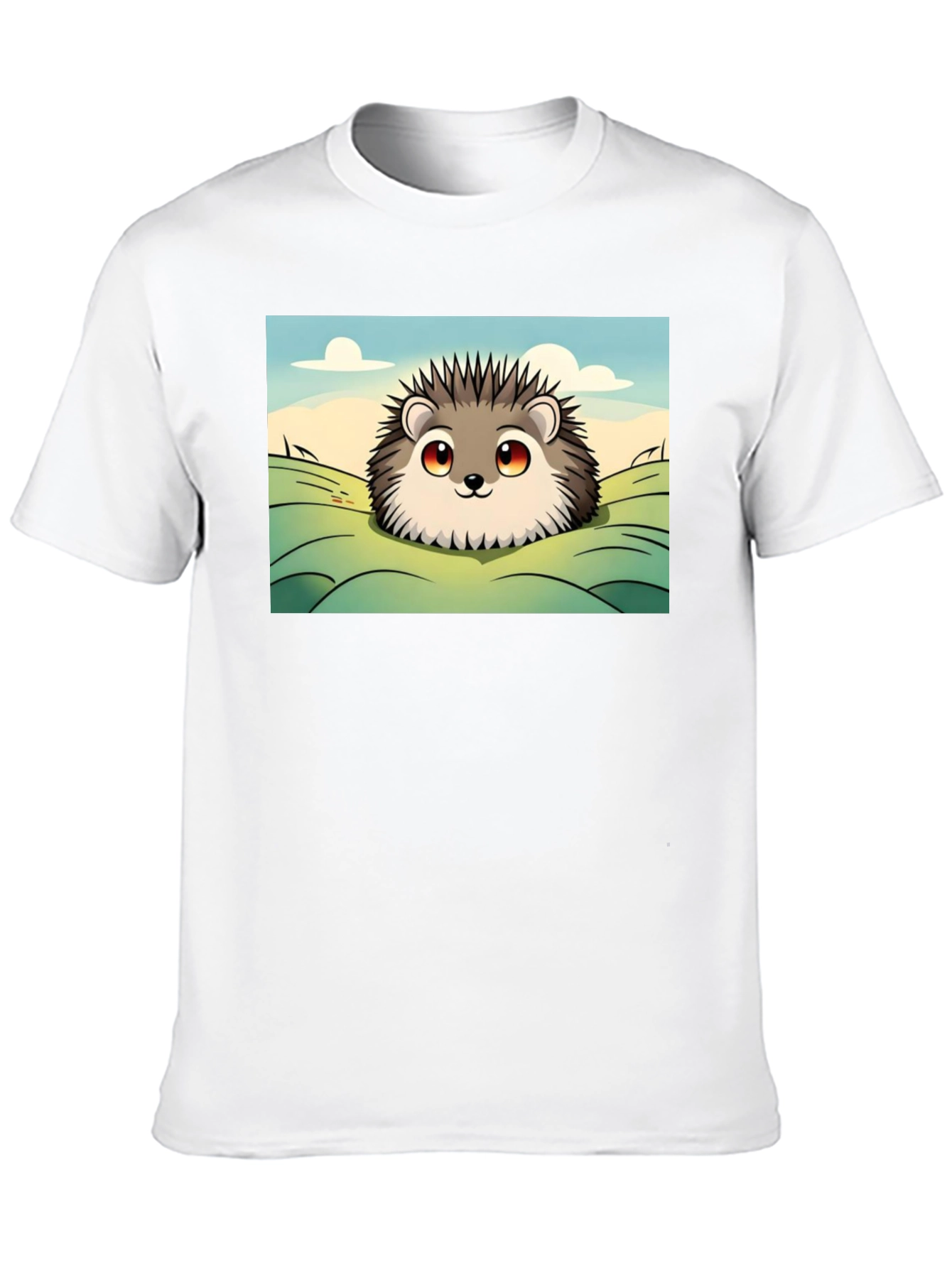Cute Hedgehog Graphic Tee - Black Cotton T-Shirt