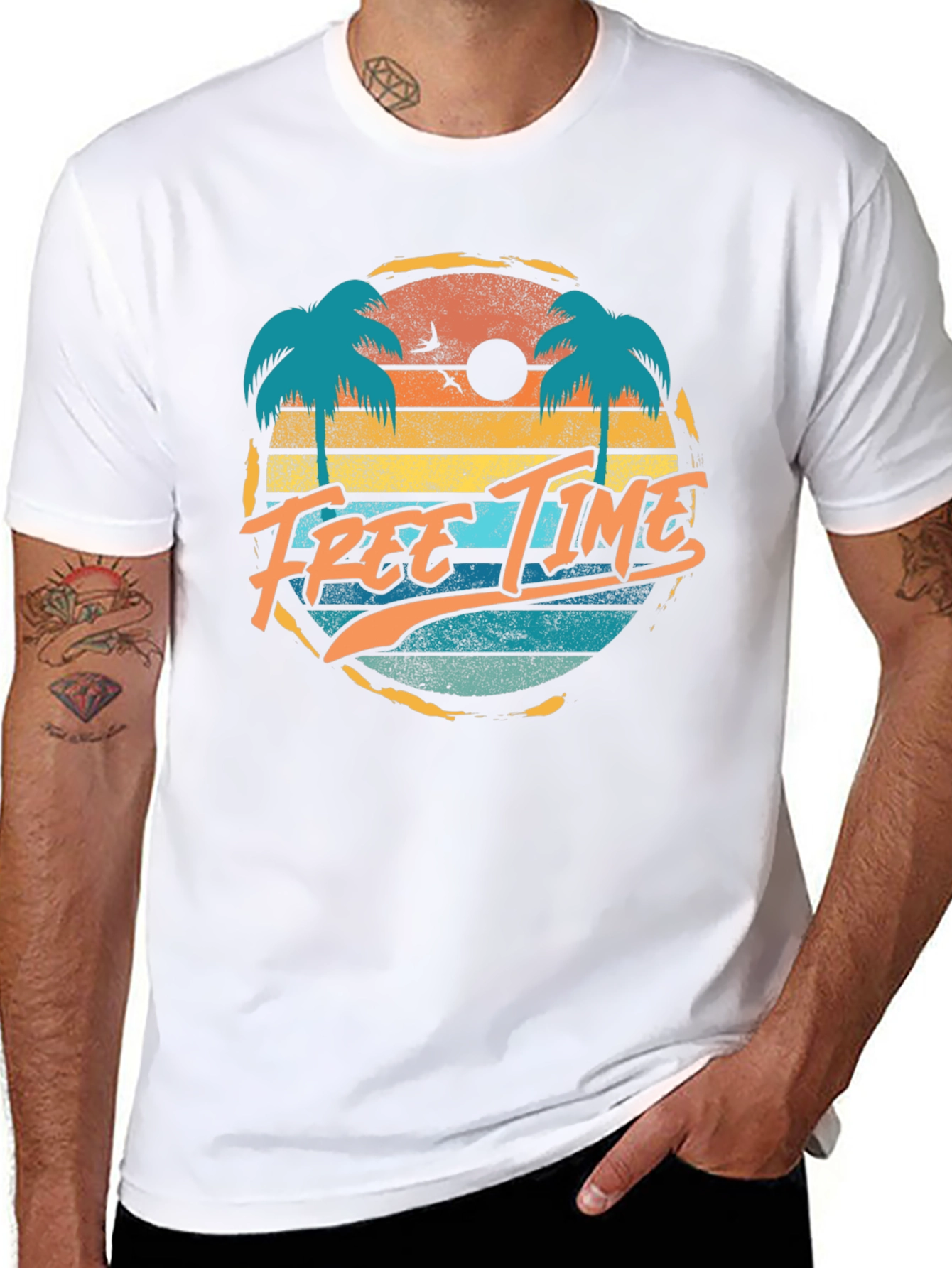 Retro Free Time Palm Tree Graphic Tee