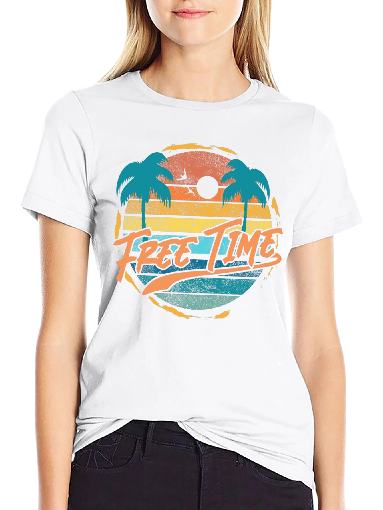 Retro Free Time Palm Tree Graphic Tee
