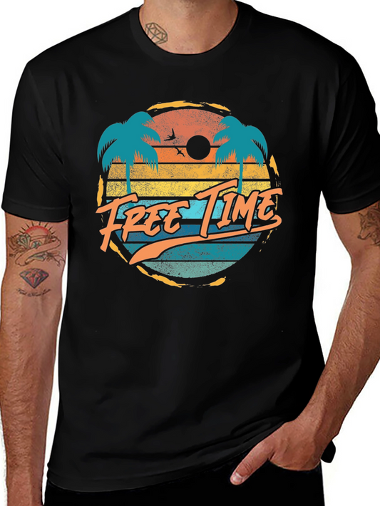 Retro Free Time Palm Tree Graphic Tee