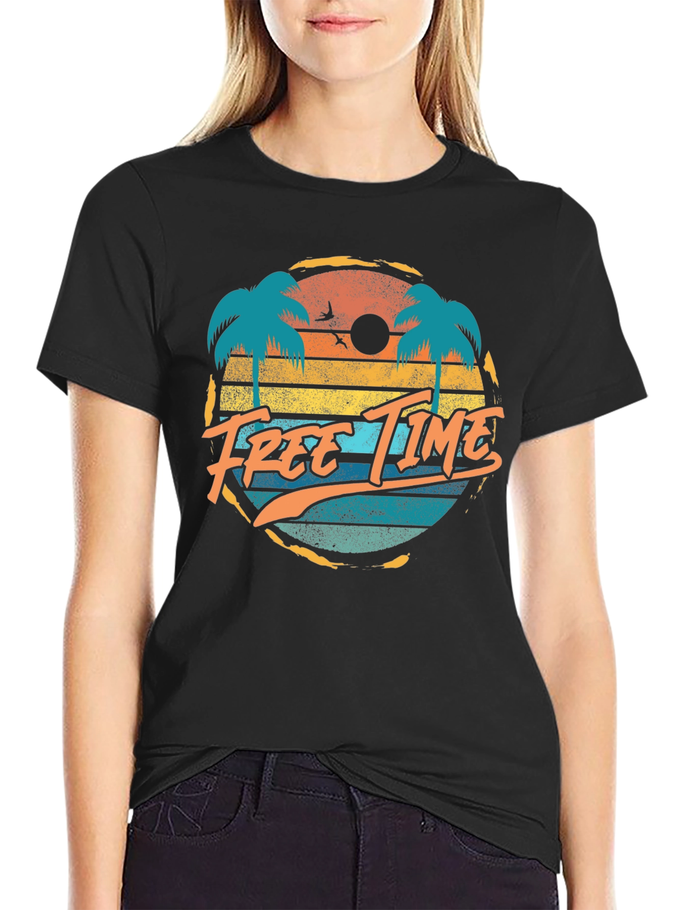 Retro Free Time Palm Tree Graphic Tee