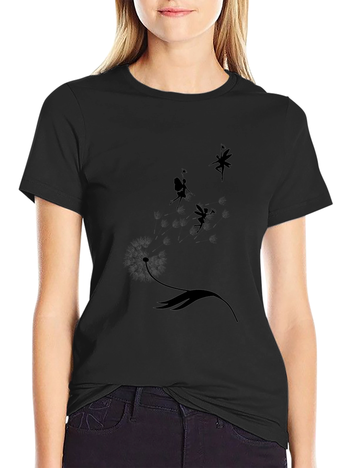 Black Fairy Dandelion T-Shirt