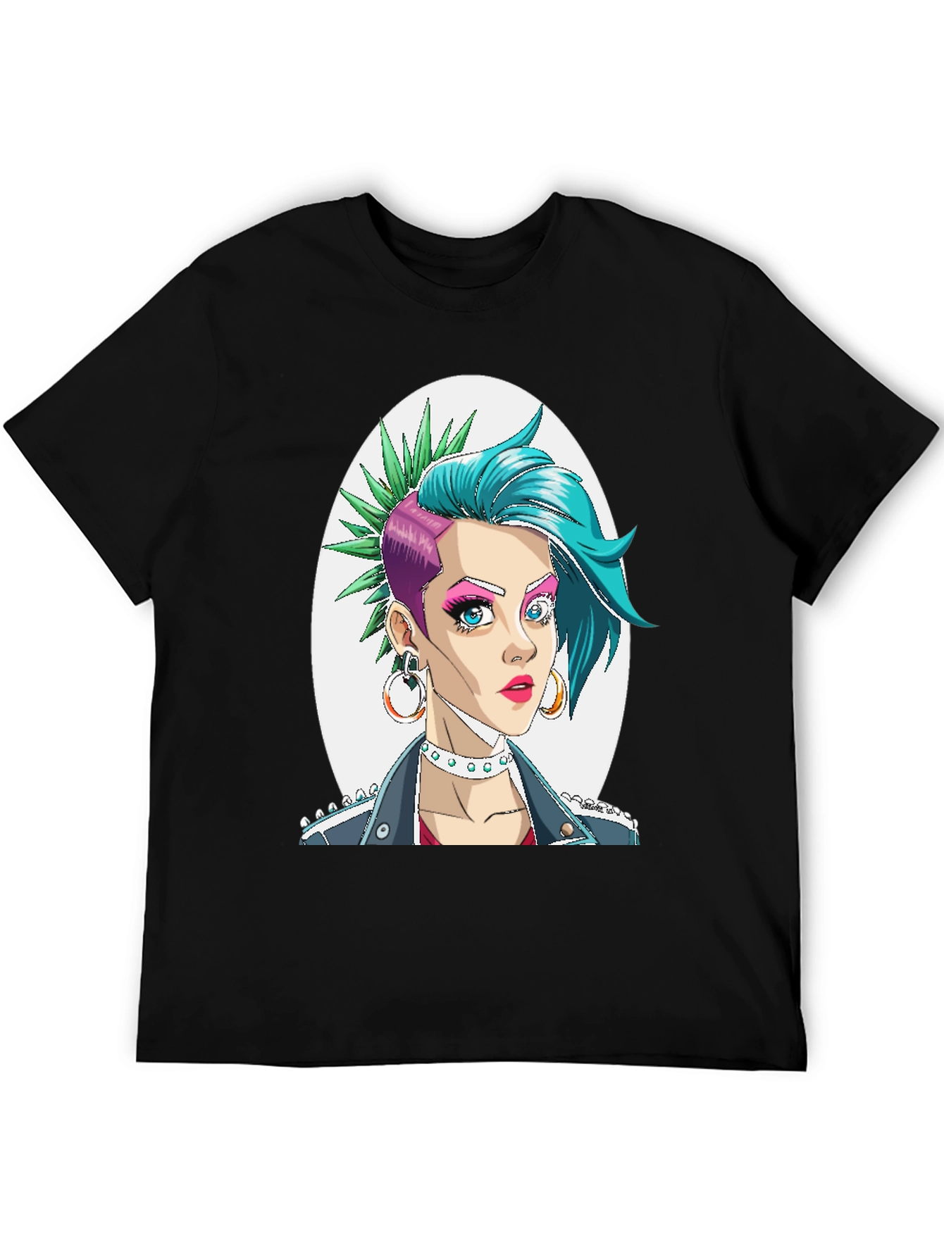 Edgy Punk Girl Graphic T-Shirt - Trendy & Bold