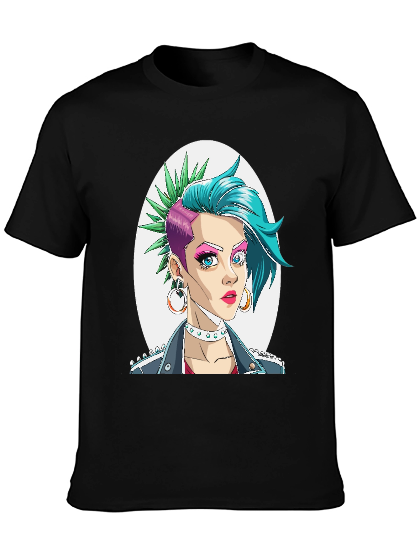 Edgy Punk Girl Graphic T-Shirt - Trendy & Bold