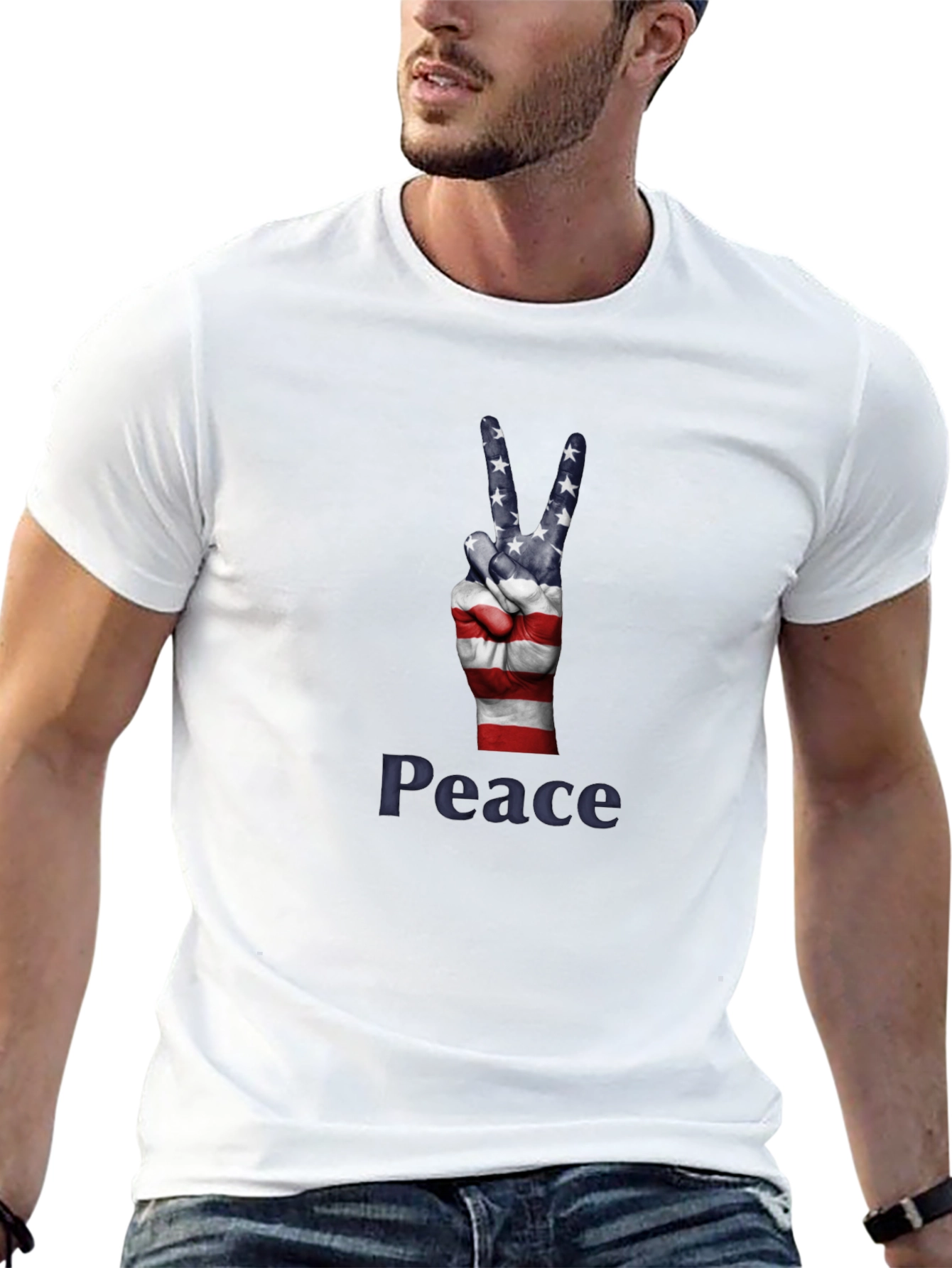 Peace Sign USA Flag Graphic T-Shirt