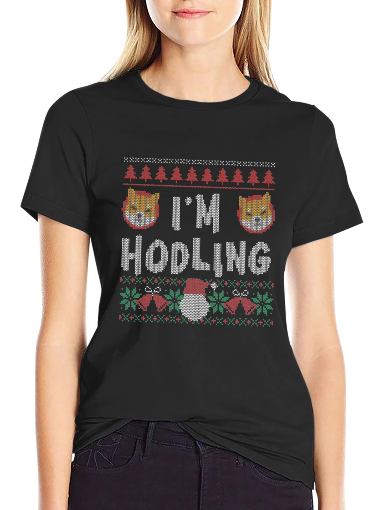 Im Hodling Shiba Holiday Crew Neck T-Shirt