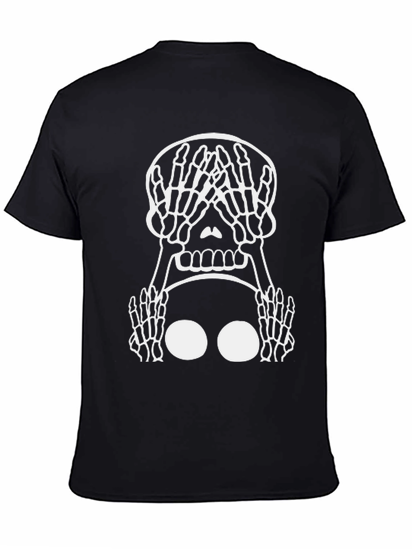 Skeleton Hands Skull Graphic Tee - Black