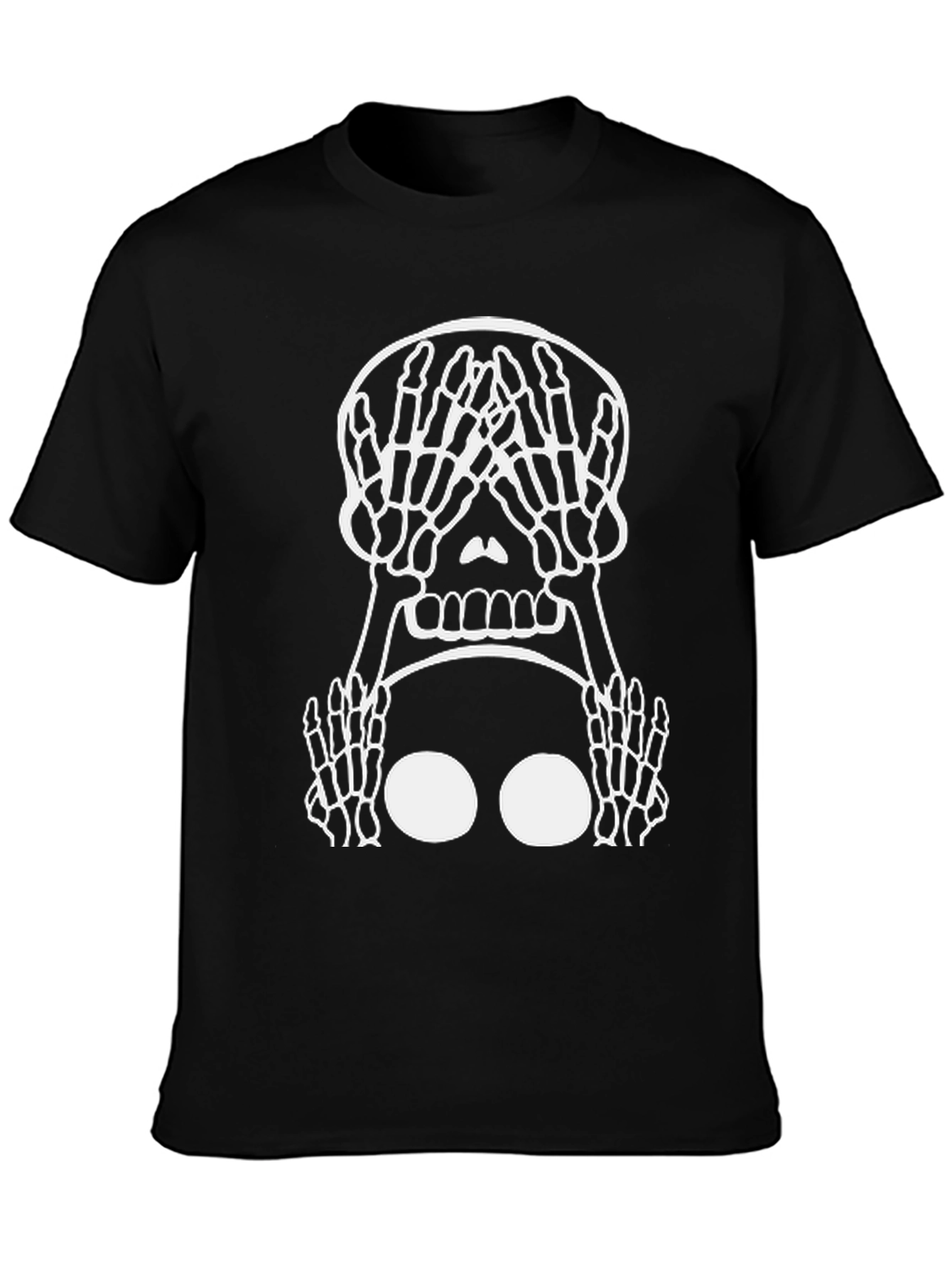 Skeleton Hands Skull Graphic Tee - Black