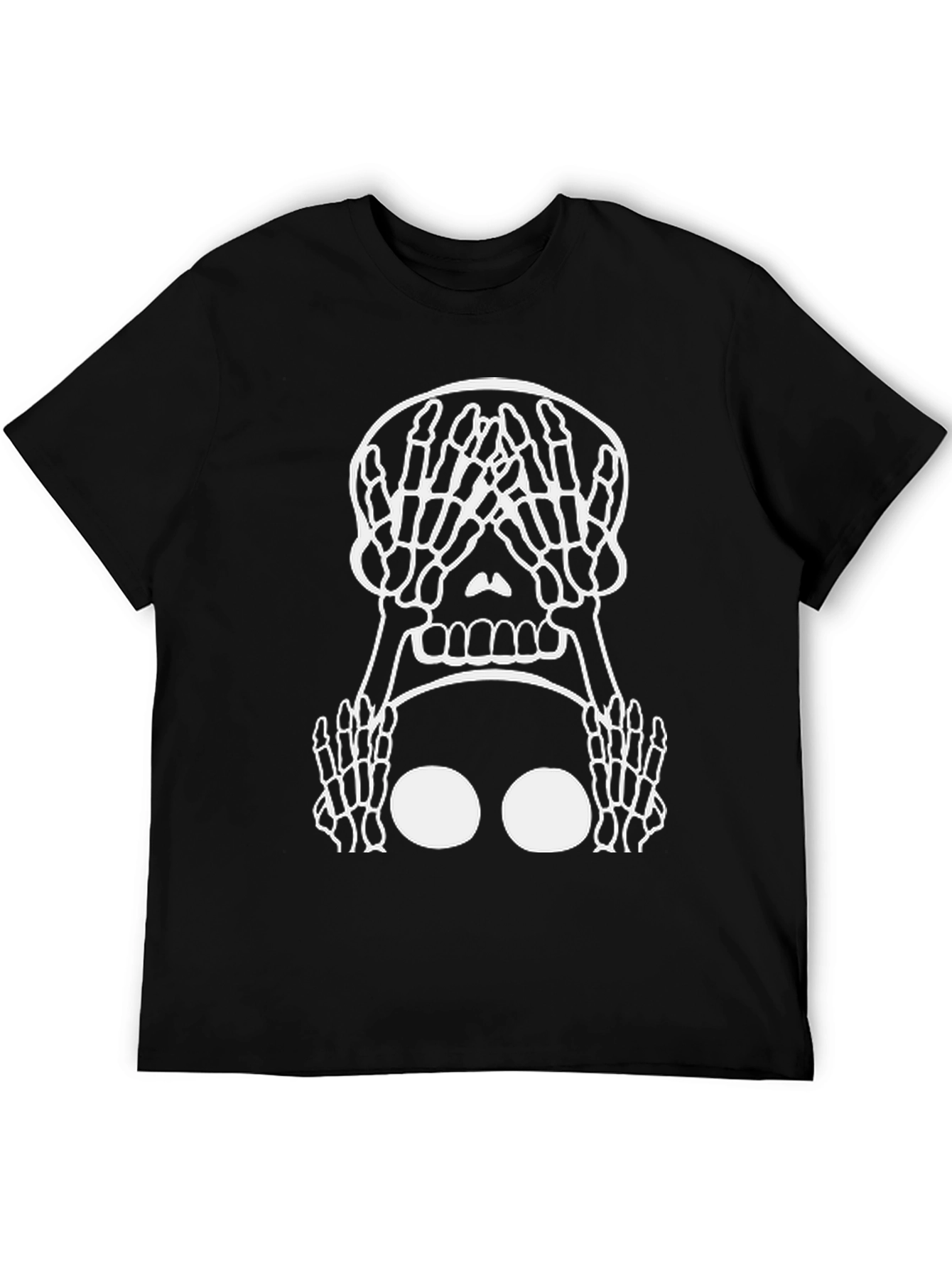 Skeleton Hands Skull Graphic Tee - Black