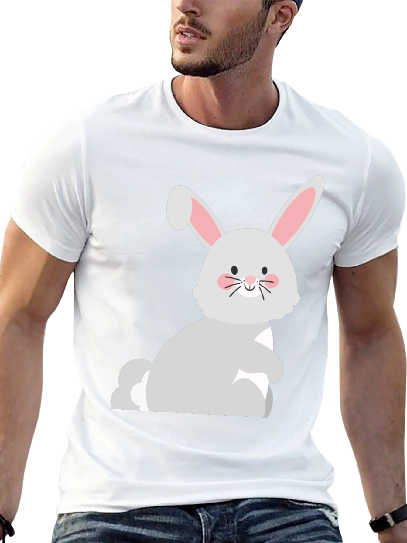 Cute Easter Bunny Graphic Black T-Shirt