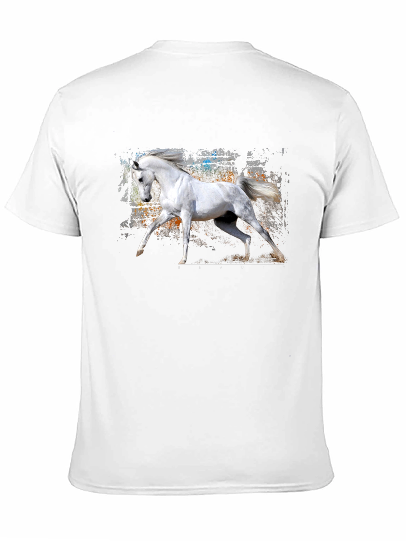 White Horse Graphic Black T-Shirt